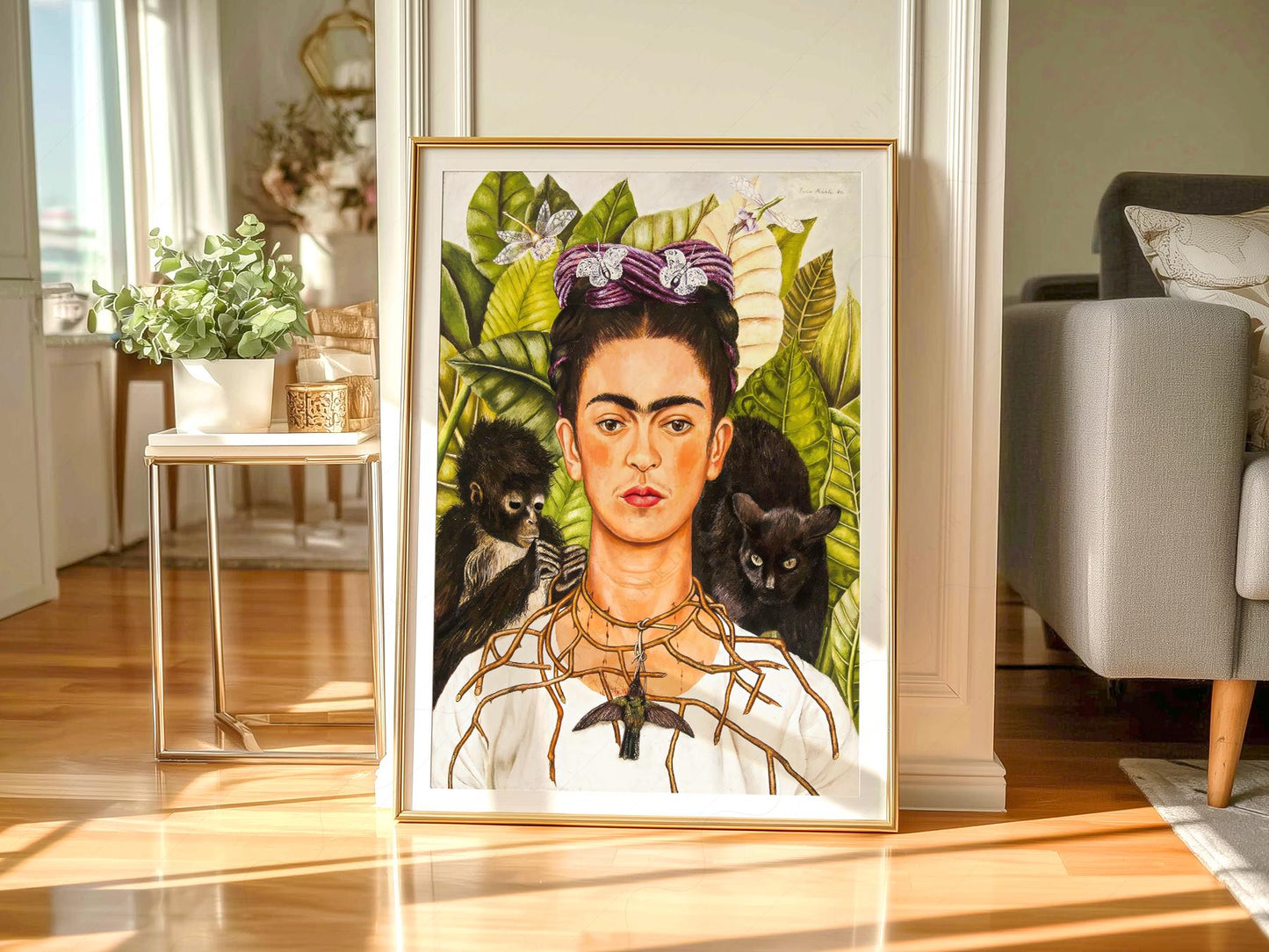 Frida Kahlo Self-Portrait with Thorn Necklace Print – fine art print wall decor