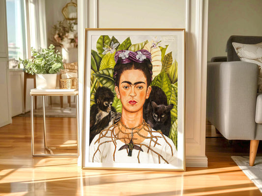 Frida Kahlo Self-Portrait with Thorn Necklace Print – fine art print wall decor