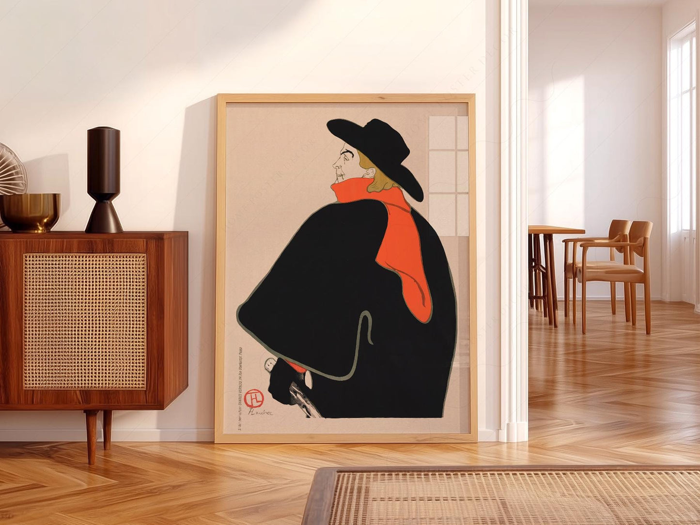 Toulouse-Lautrec Aristide Bruant dans son cabaret vintage French poster art print with bold black cape and red scarf.