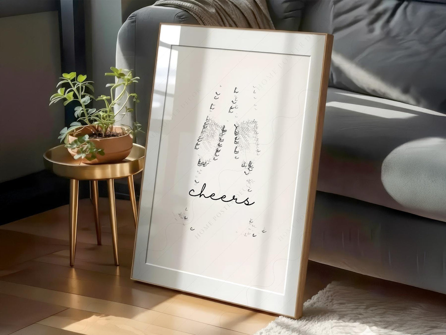 Cheers Champagne Typography Print – Minimalist Bar – archival paper art print