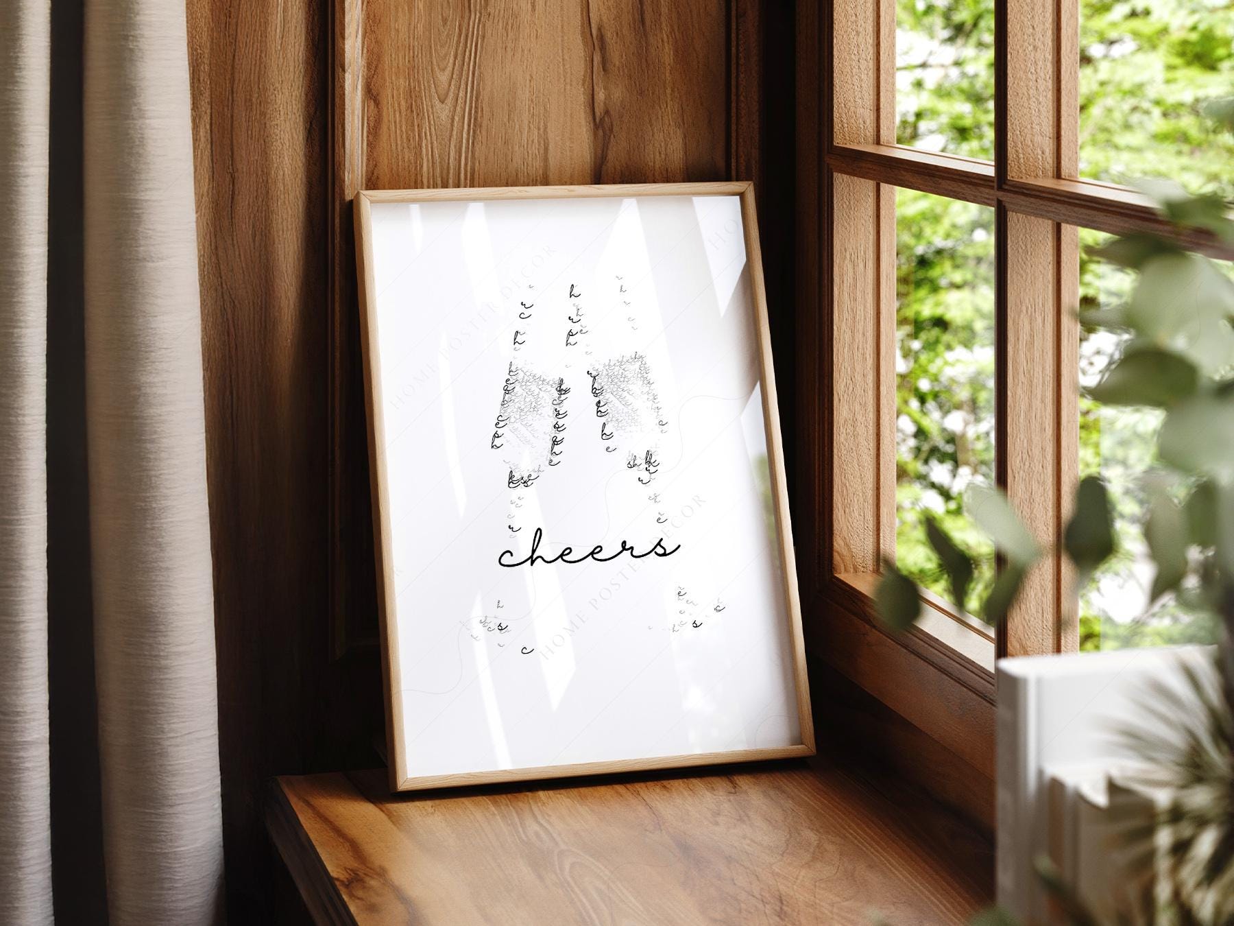 Cheers Champagne Typography Print – Minimalist Bar – exhibition poster wall art