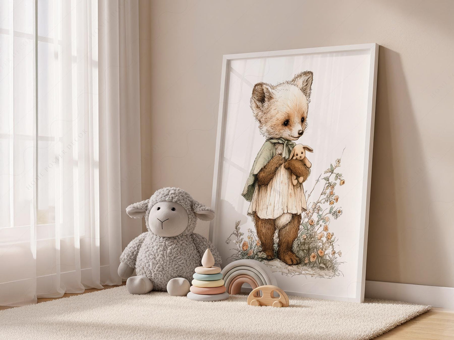 Storybook Fox Art Print – Vintage Woodland Nursery – art print for baby shower gift