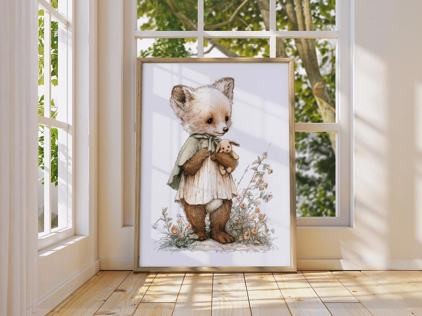 Storybook Fox Art Print – Vintage Woodland Nursery – children's room art print