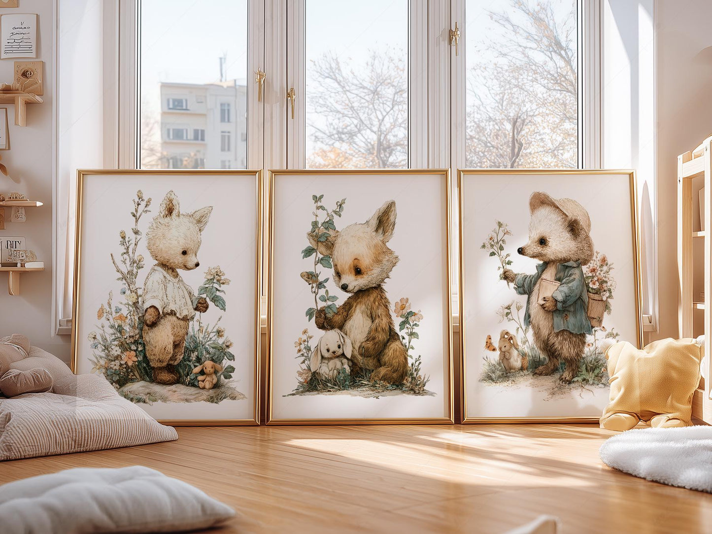Woodland Nursery Art Set – Whimsical Forest Animals – whimsical kids room decor