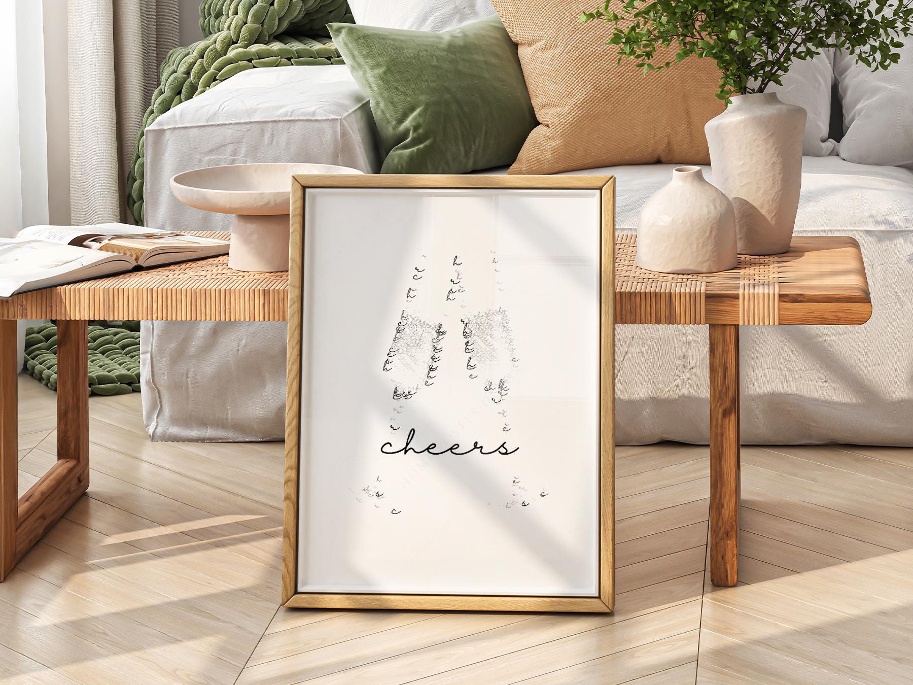 Cheers Champagne Typography Print – Minimalist Bar – fine art wall poster