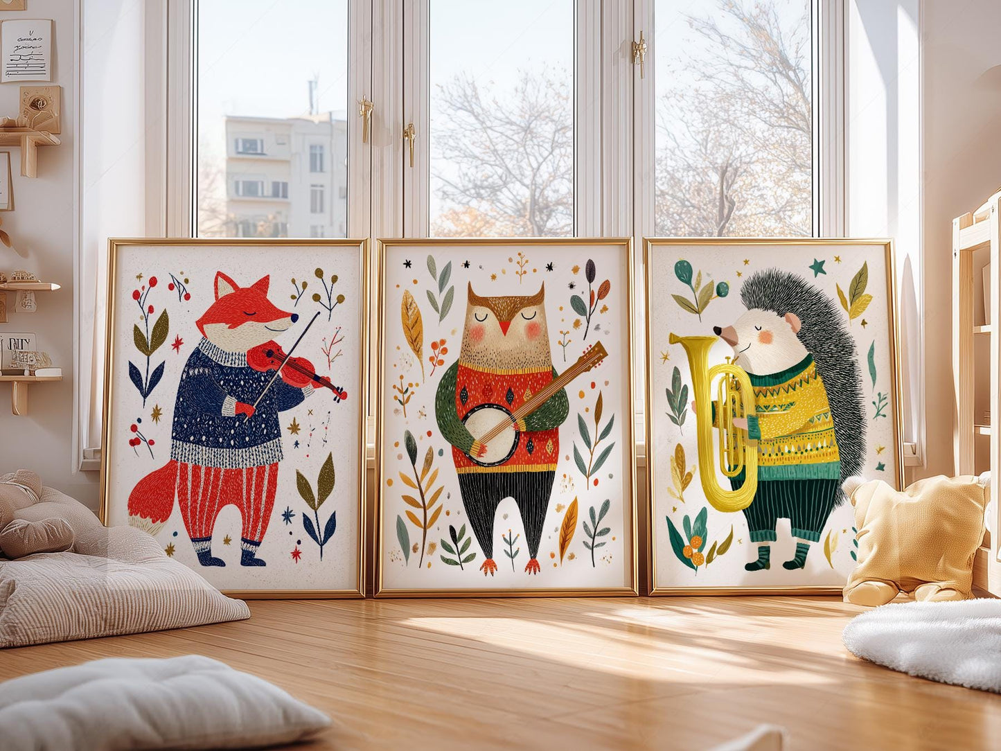 Woodland Animal Musician Print Set of 3 – Whimsical – whimsical kids room decor