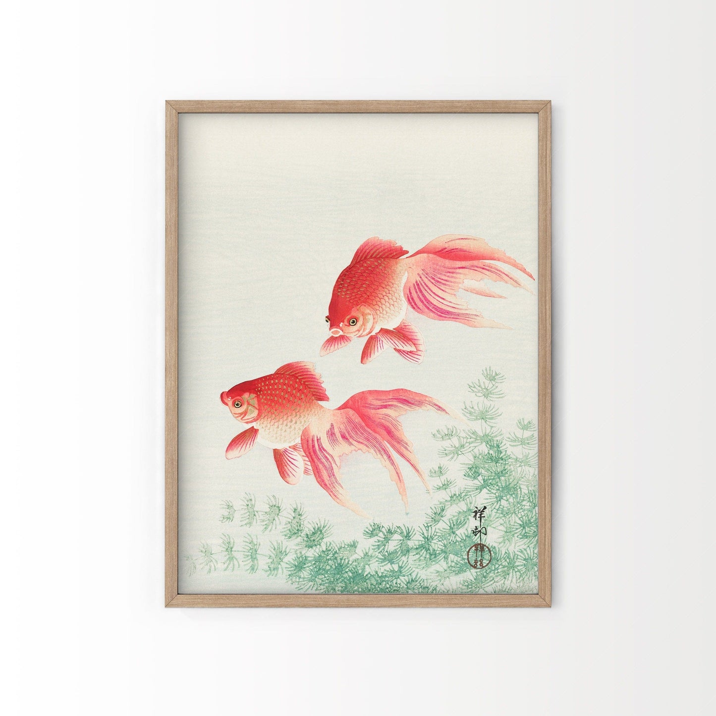 Home Poster Decor Japanese Wall Art, Vintage Poster, Retro Art, Japanese Fish, Goldfish Art, Watercolor Fish, Japan Painting, High Quality Archival Paper