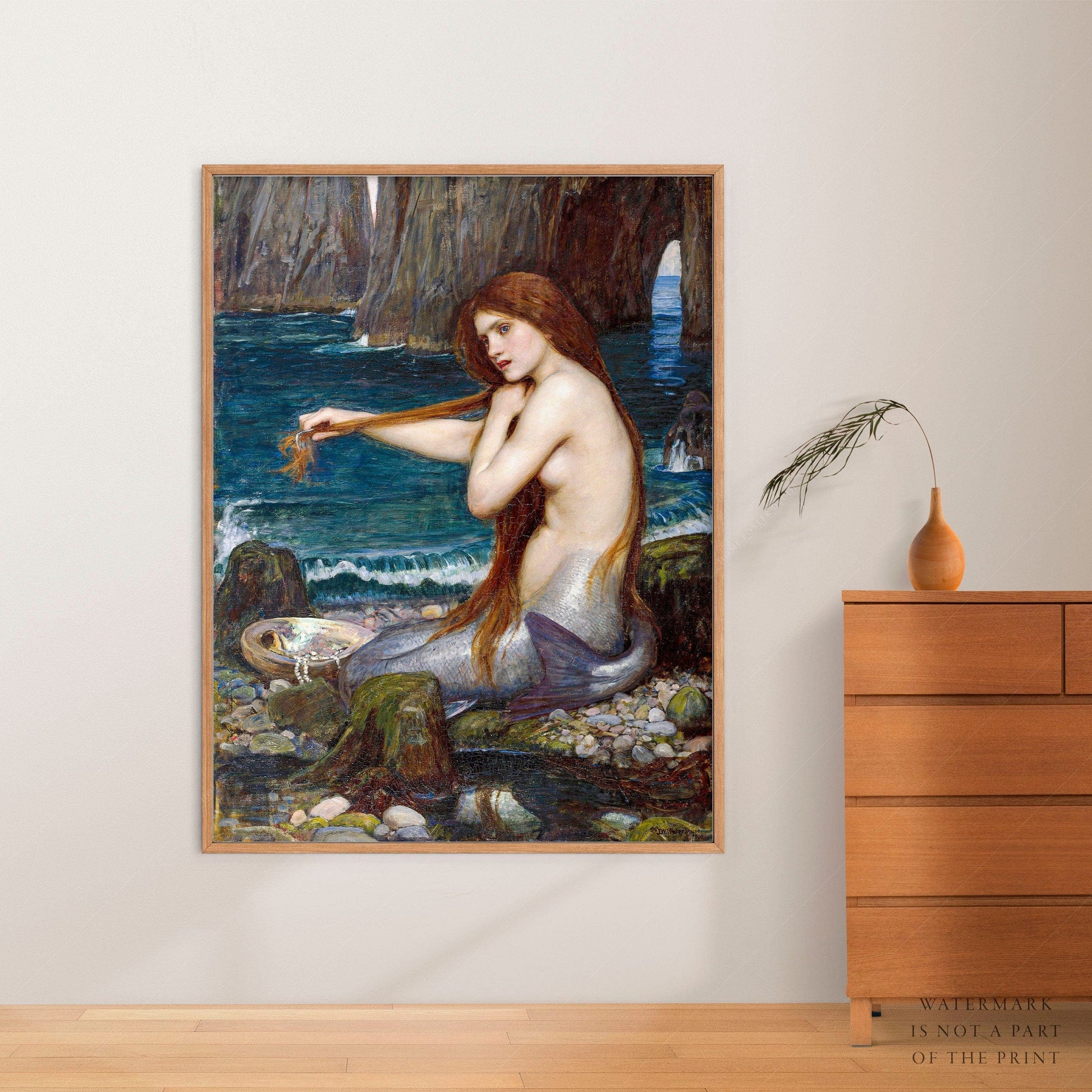 Home Poster Decor Single John William Waterhouse, Mermaid Figure, Wedding Gift, Oil Painting, Art Reproduction, Fine Art, Antique Print, English painter 72-2