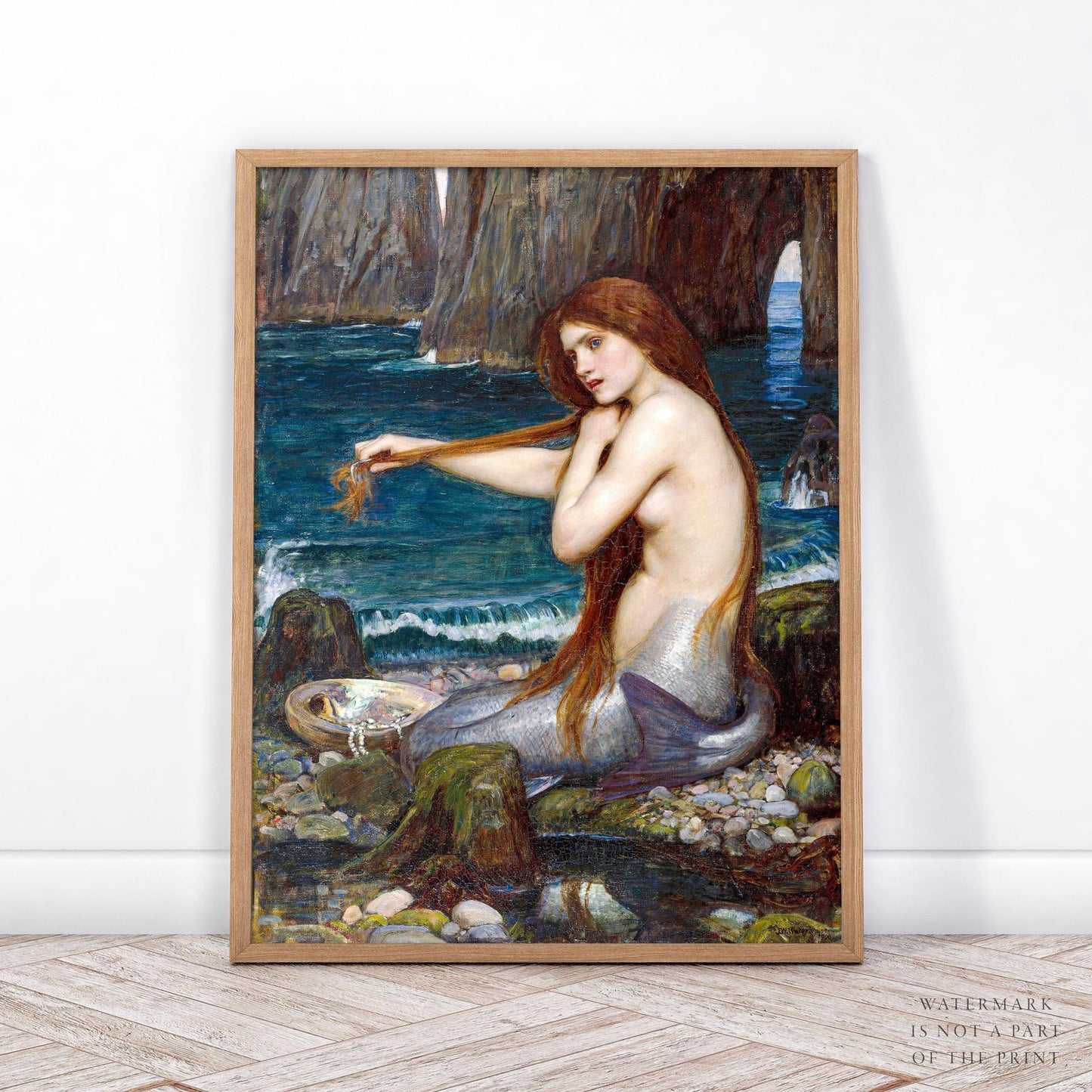 Home Poster Decor Single John William Waterhouse, Mermaid Figure, Wedding Gift, Oil Painting, Art Reproduction, Fine Art, Antique Print, English painter 72-2