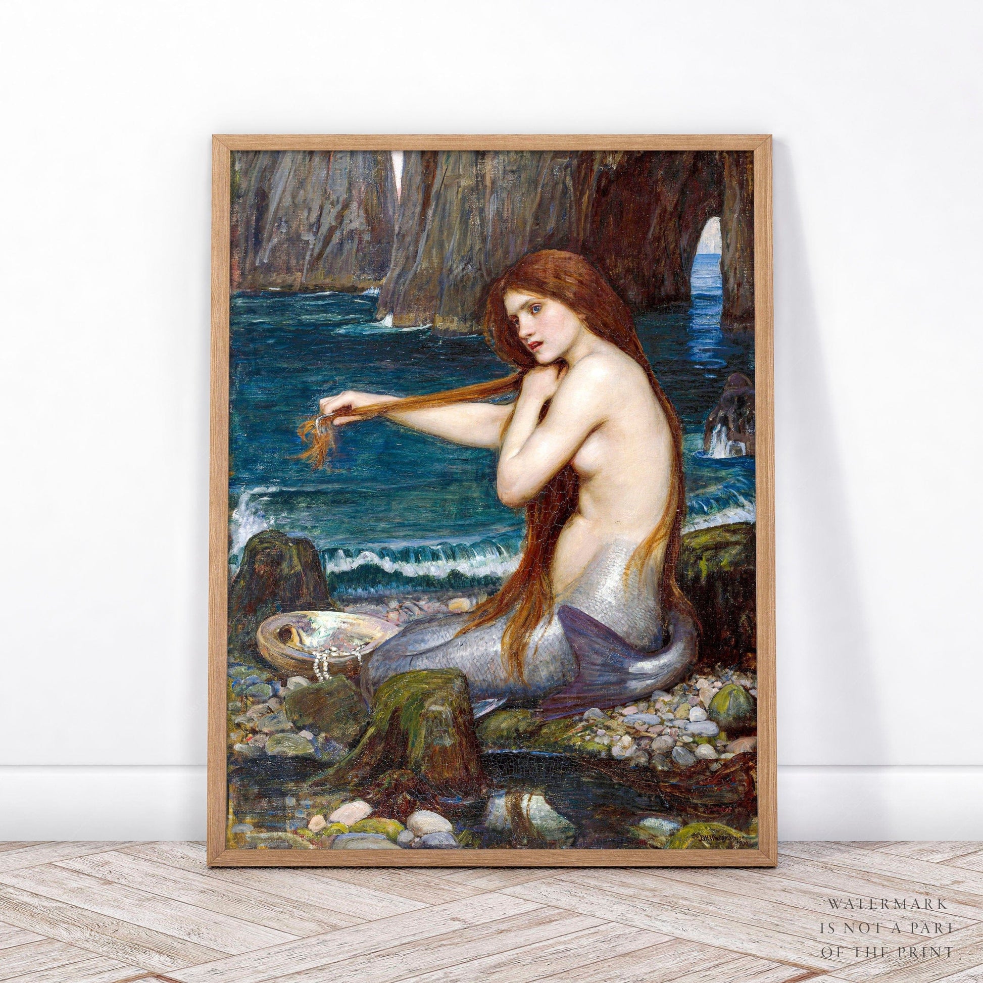 Home Poster Decor Single John William Waterhouse, Mermaid Figure, Wedding Gift, Oil Painting, Art Reproduction, Fine Art, Antique Print, English painter 72-2