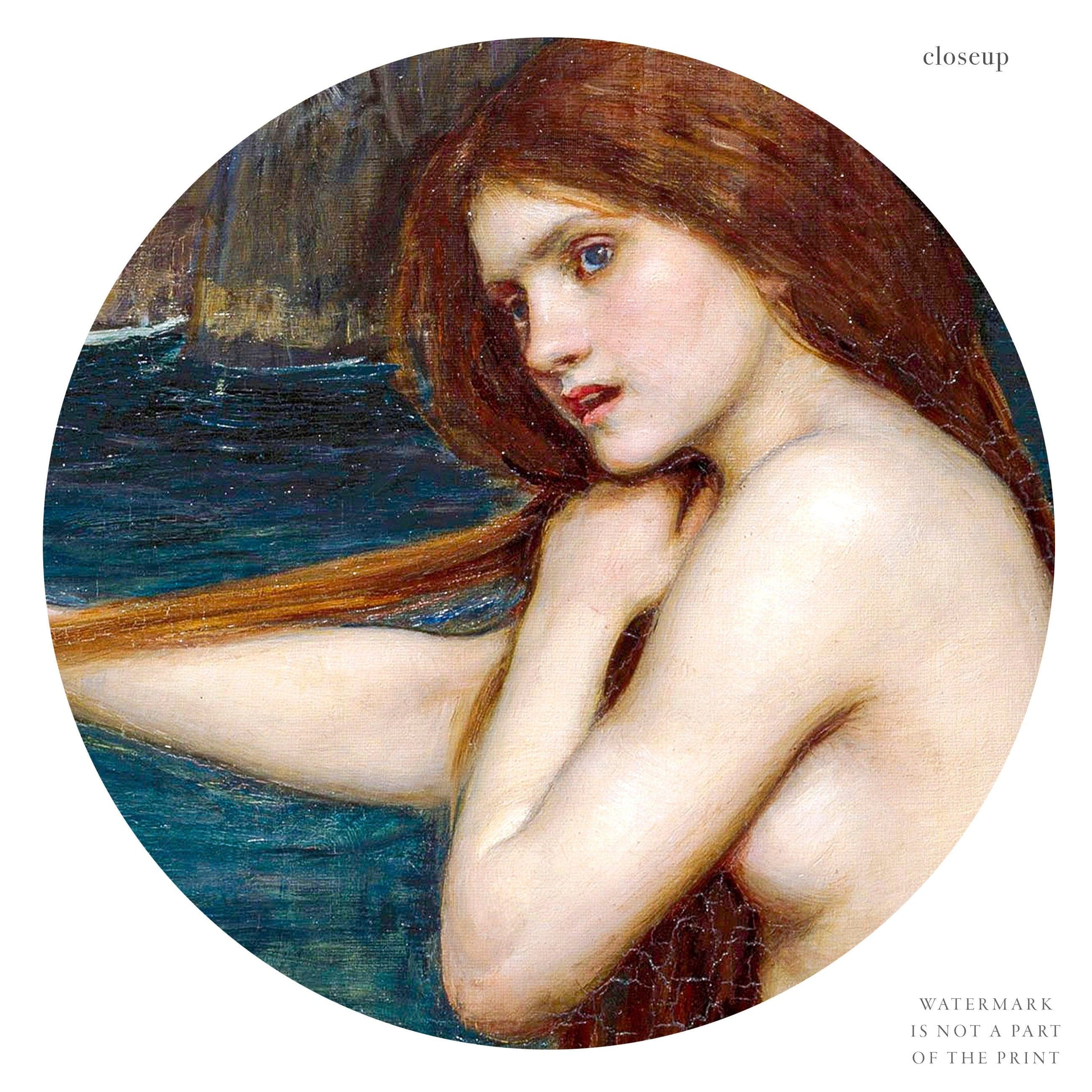 Home Poster Decor Single John William Waterhouse, Mermaid Figure, Wedding Gift, Oil Painting, Art Reproduction, Fine Art, Antique Print, English painter 72-2