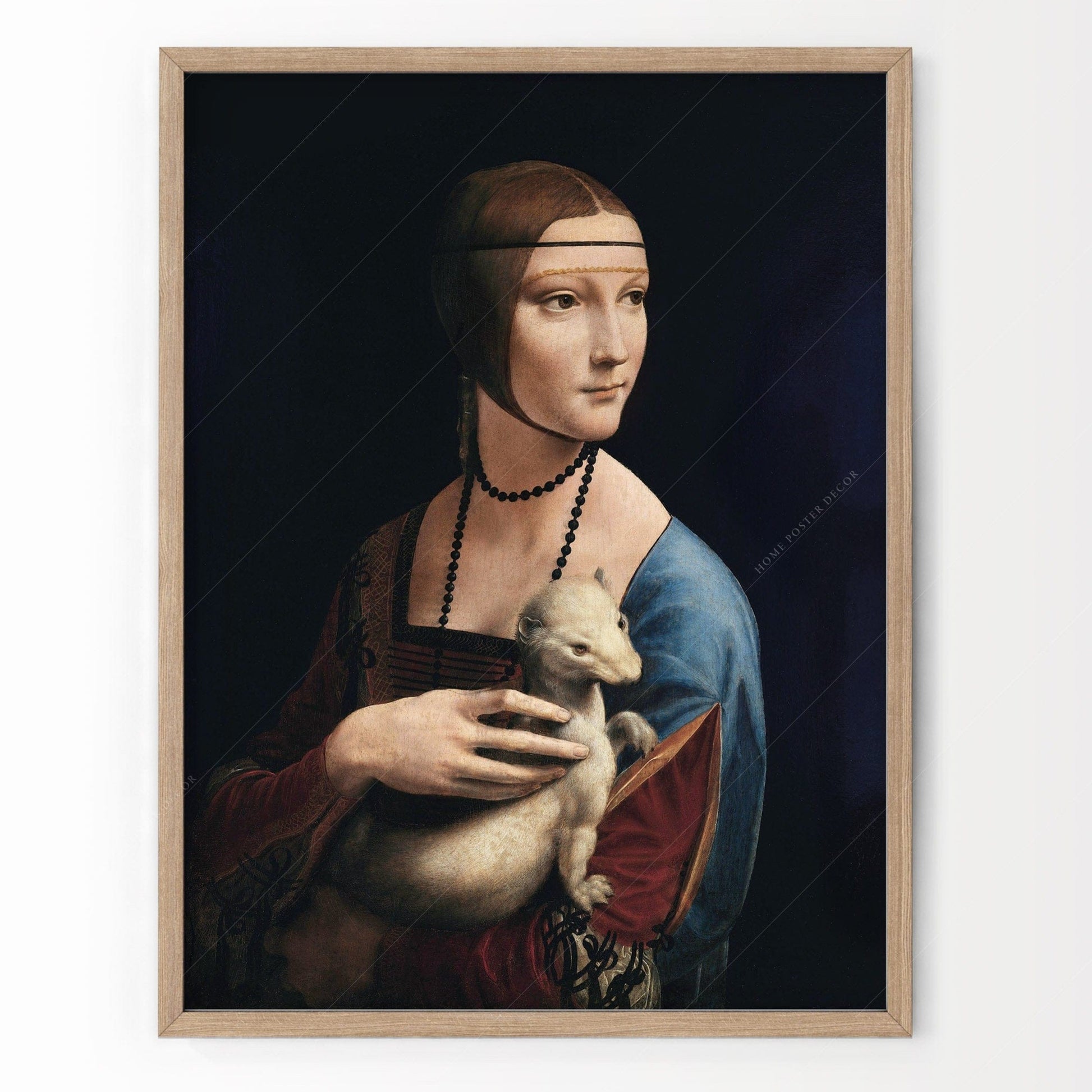 Home Poster Decor Single Leonardo da Vinci, Lady with Ermine, Renaissance Painting, Famous Art, Christmas Decor, Gift Idea, Da Vinci Wall Art, Museum Quality Print