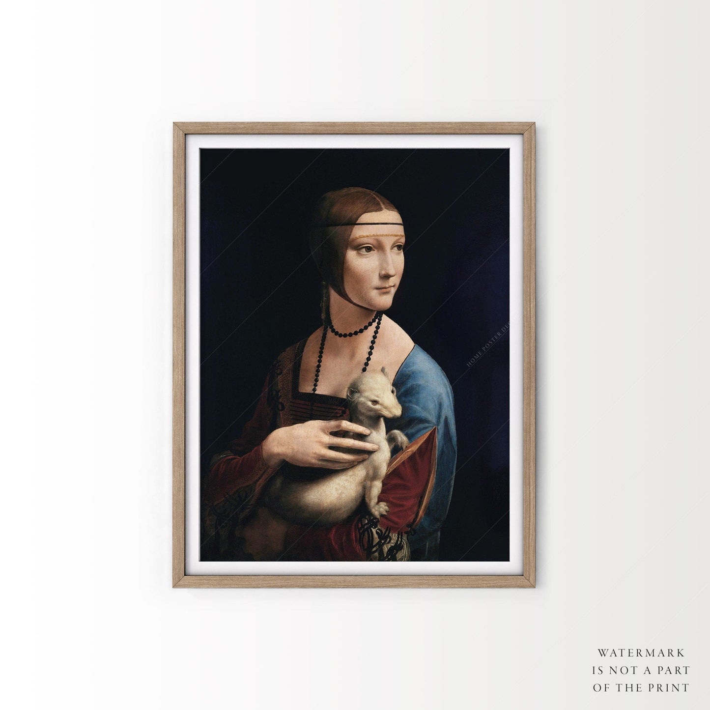 Home Poster Decor Single Leonardo da Vinci, Lady with Ermine, Renaissance Painting, Famous Art, Christmas Decor, Gift Idea, Da Vinci Wall Art, Museum Quality Print