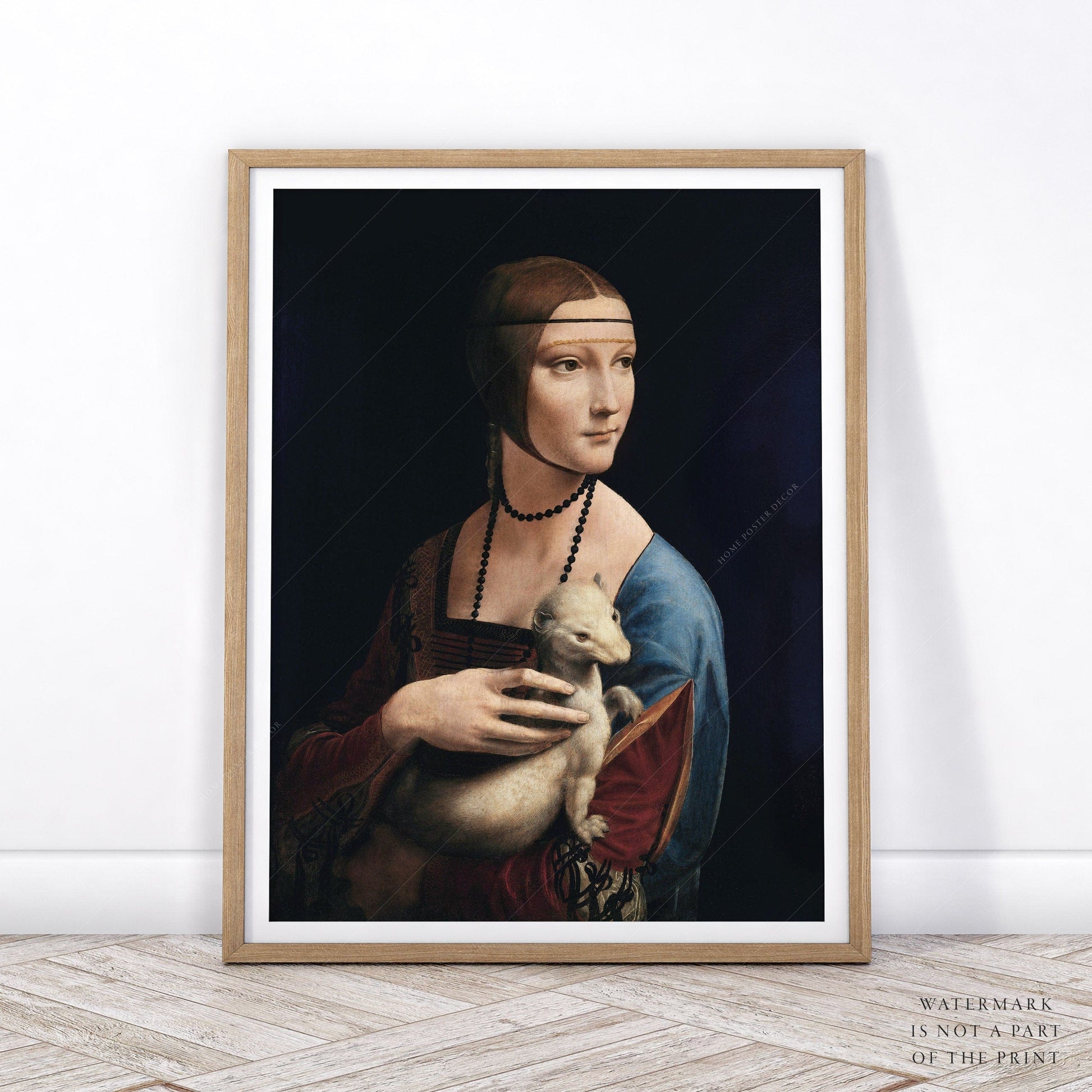 Home Poster Decor Single Leonardo da Vinci, Lady with Ermine, Renaissance Painting, Famous Art, Christmas Decor, Gift Idea, Da Vinci Wall Art, Museum Quality Print