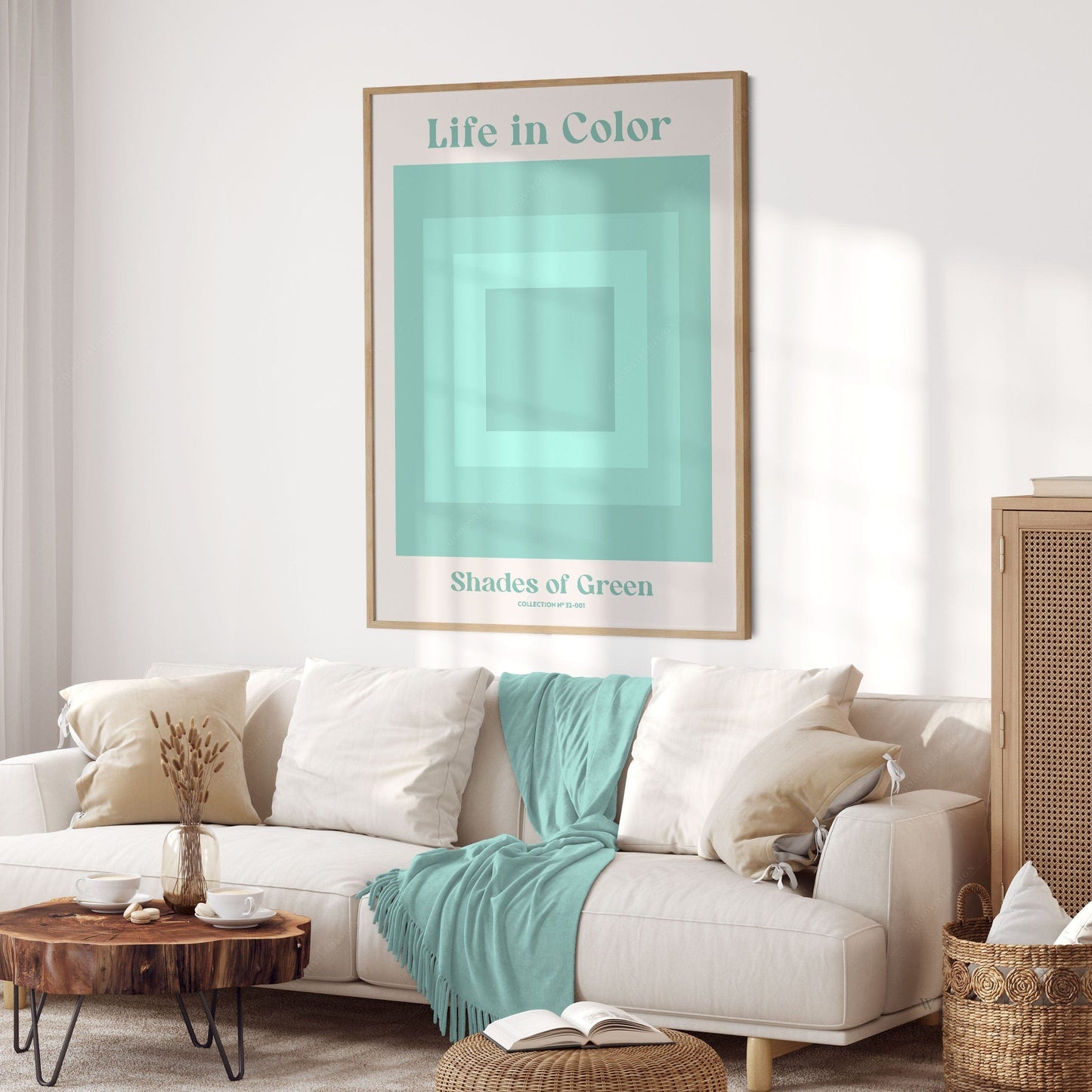 Home Poster Decor Light Green Wall Art, Modern Decor, Minimalist Artwork, Colorful Decor, Apartment Decor, Square shapes, Gift for him, Turquoise Poster 1