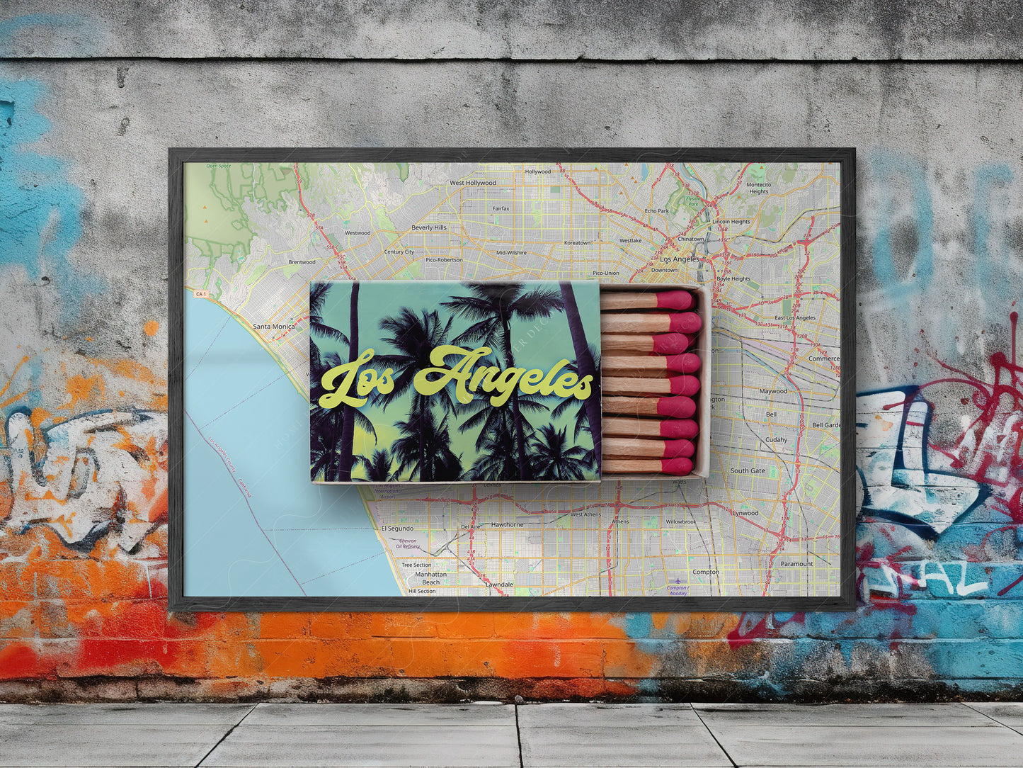 Los Angeles Print, Matchbox Photo, Map City Wall Art