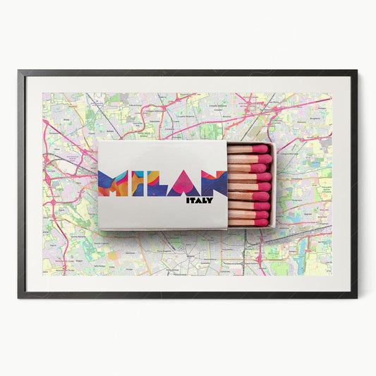 Milan Print, Matchbox Photo, Map City Wall Art