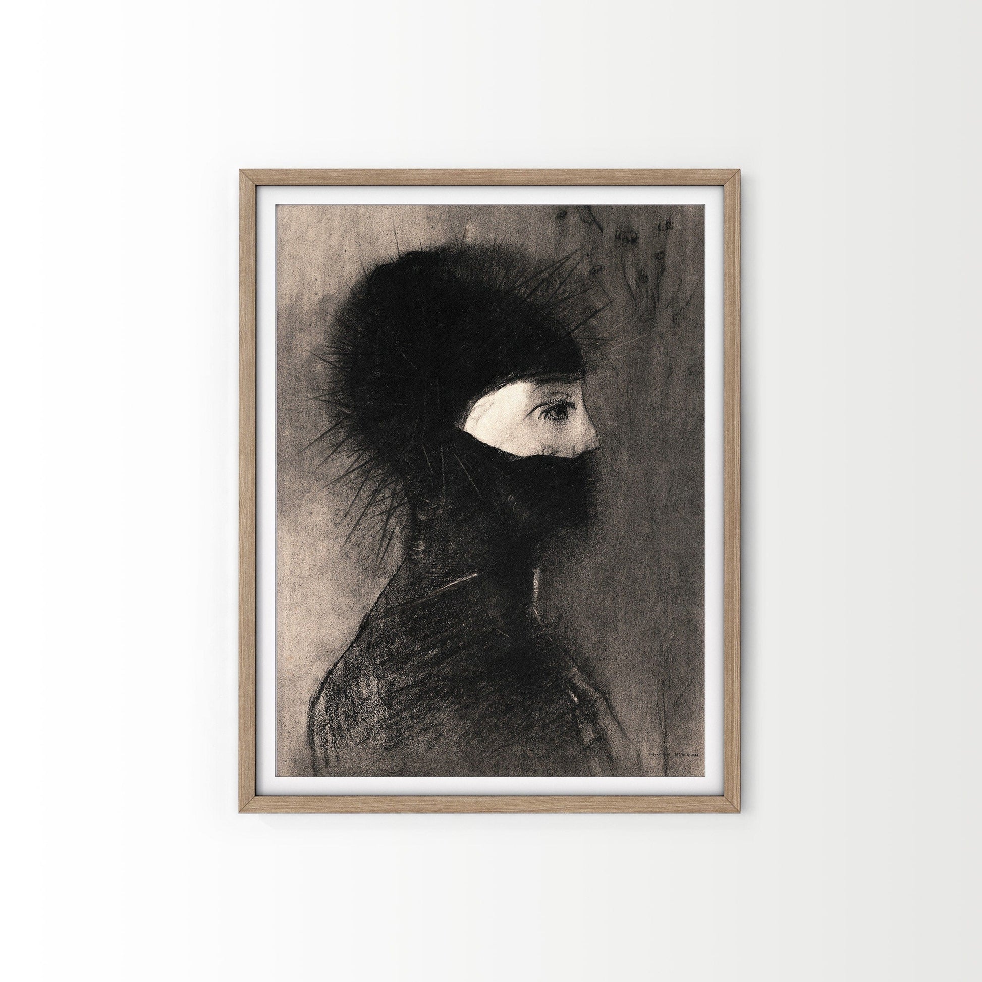 Home Poster Decor Single Met Museum Poster, Odilon Redon, Helmet, Armor 1891, Charcoal Drawing, Odilon Redon, Fine Art Print 36-01