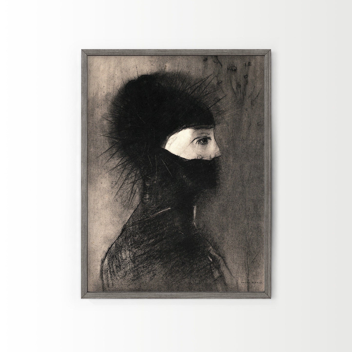 Home Poster Decor Single Met Museum Poster, Odilon Redon, Helmet, Armor 1891, Charcoal Drawing, Odilon Redon, Fine Art Print 36-01