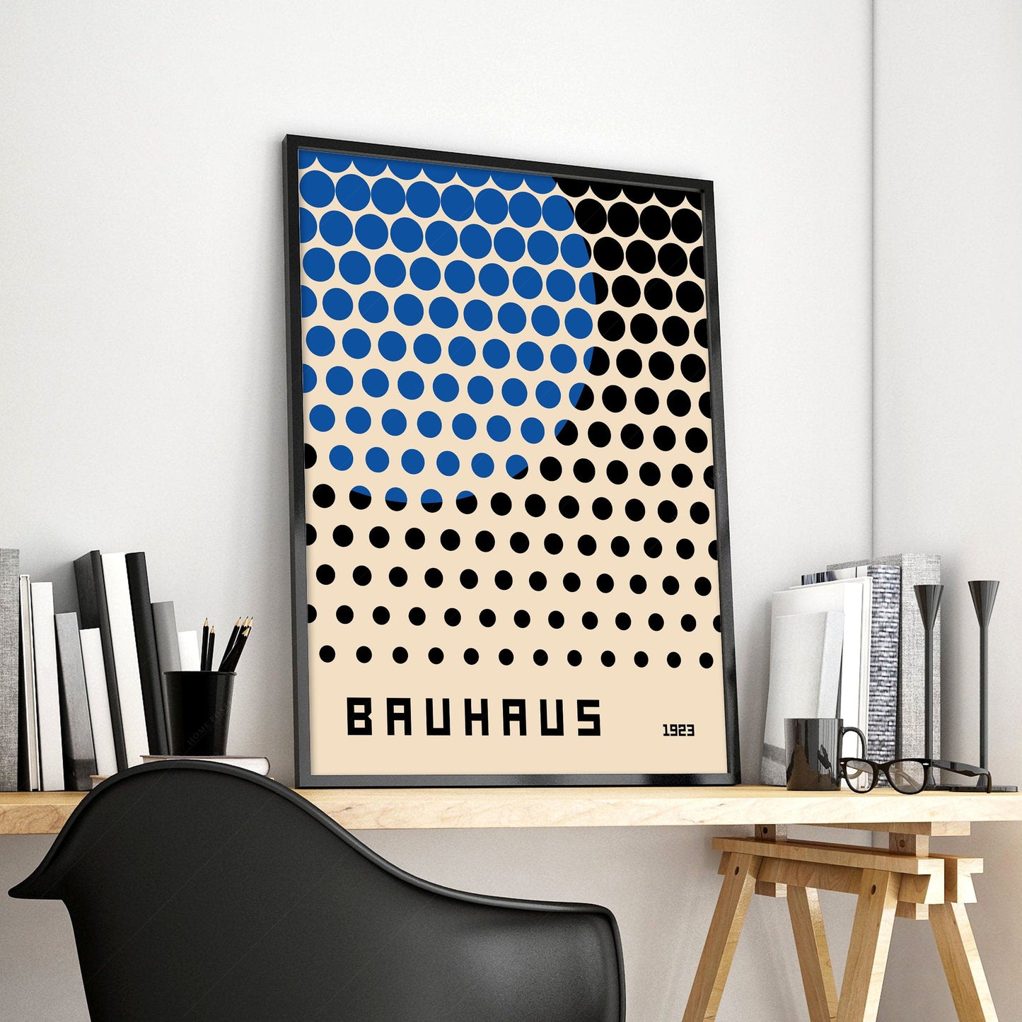 Home Poster Decor Single Mid Century Geometric Print: Abstract Wall Decor with Bauhaus and Museum Poster Aesthetics | Perfect for Office Decor and Art Exhibition