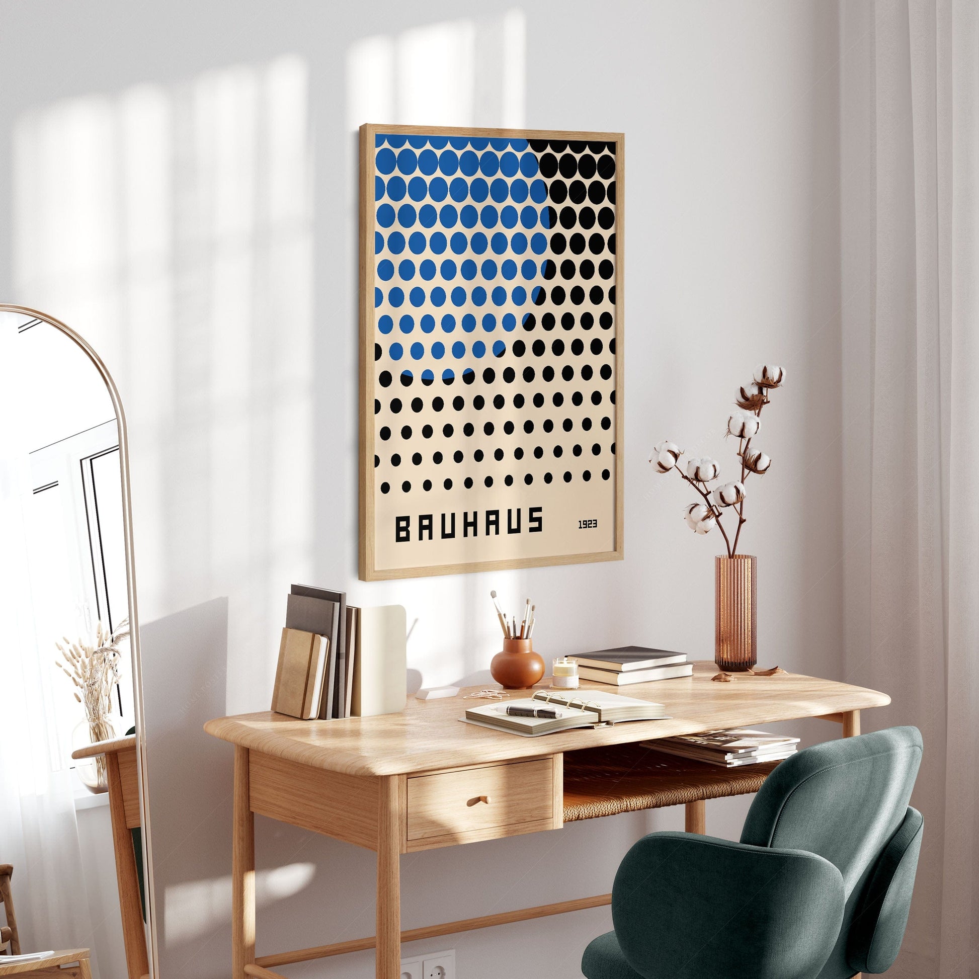 Home Poster Decor Single Mid Century Geometric Print: Abstract Wall Decor with Bauhaus and Museum Poster Aesthetics | Perfect for Office Decor and Art Exhibition