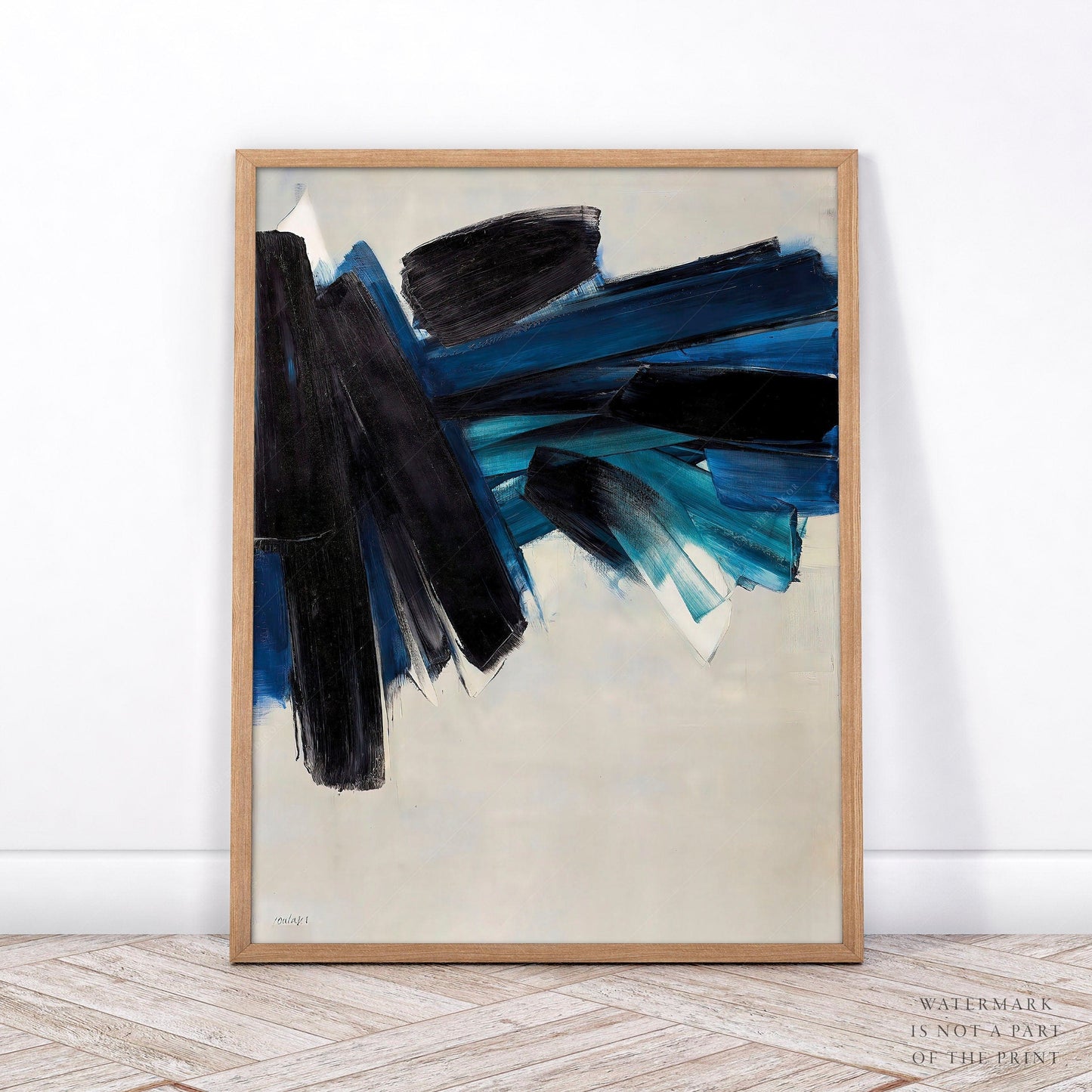 Home Poster Decor Single Minimalist Wall Art, Modern Poster, Blue Brush, Stroke Art, Painting Stripes, Abstract Art, Contemporary, Pierre Soulages, Modern Gallery