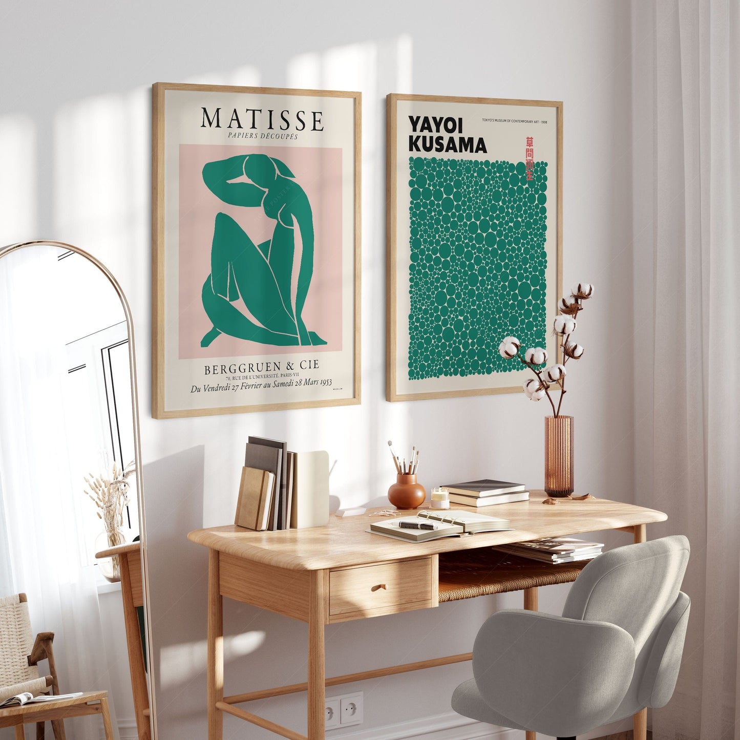 Home Poster Decor Modern Galley Wall, Henri Matisse, Yayoi Kusama Dots