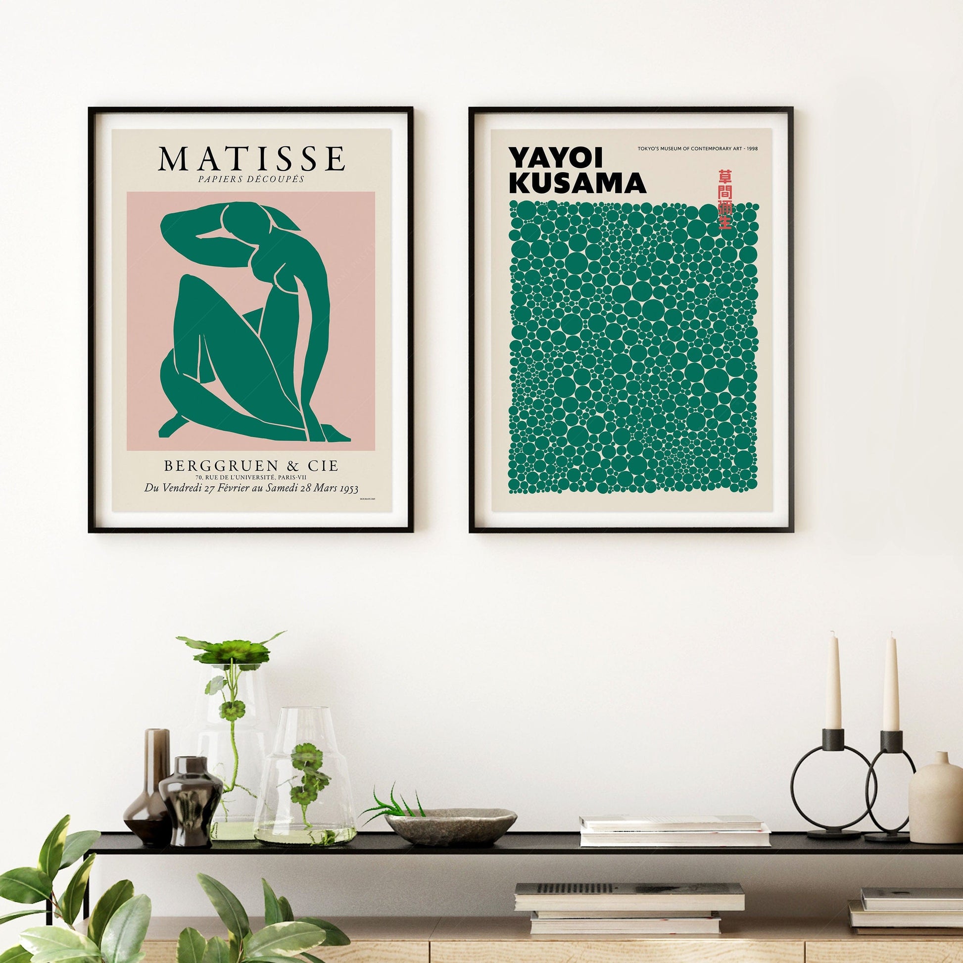 Home Poster Decor Modern Galley Wall, Henri Matisse, Yayoi Kusama Dots