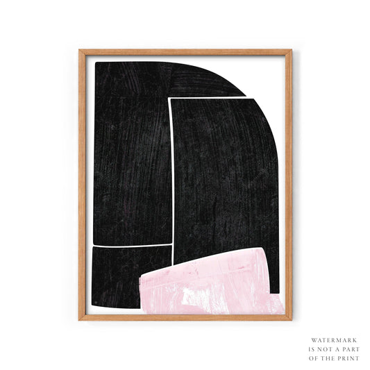 Home Poster Decor Single Modern Print, Black Pink Wall Art, Abstract Geometric, Mid Century Modern, Neutral Poster, Minimalist Decor, Living Room, Organic Shapes 5