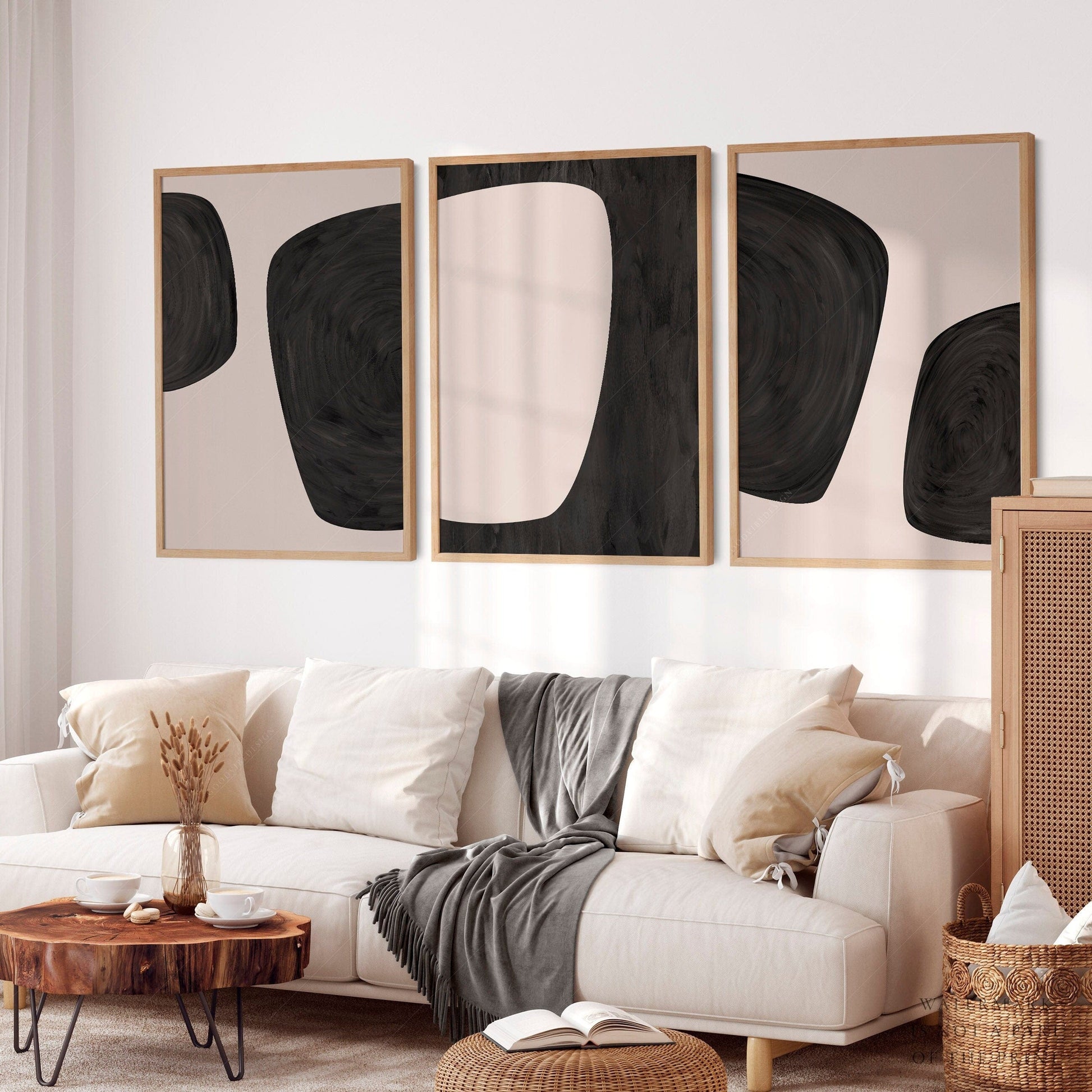 Home Poster Decor Set of 3 Modern Set of 3 Art, Neutral Tones, Beige Black Minimalist, Gallery Wall, Abstract Wall Art, Simple Shapes, Line Print, Living Wall Decor 11