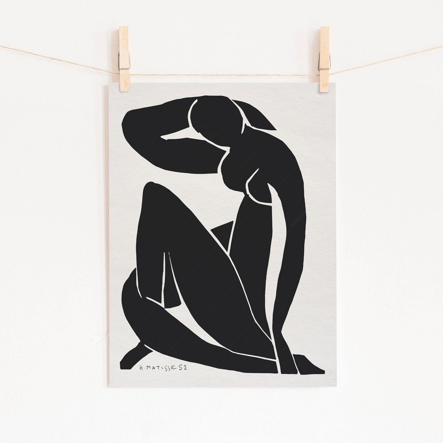 Home Poster Decor Nude Blue by Henri Matisse in black, Minimalist Wall Art, Mid Century Modern