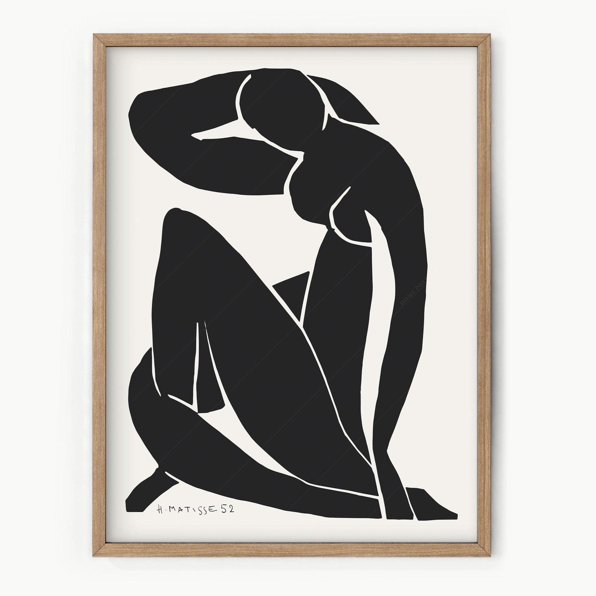 Home Poster Decor Nude Blue by Henri Matisse in black, Minimalist Wall Art, Mid Century Modern