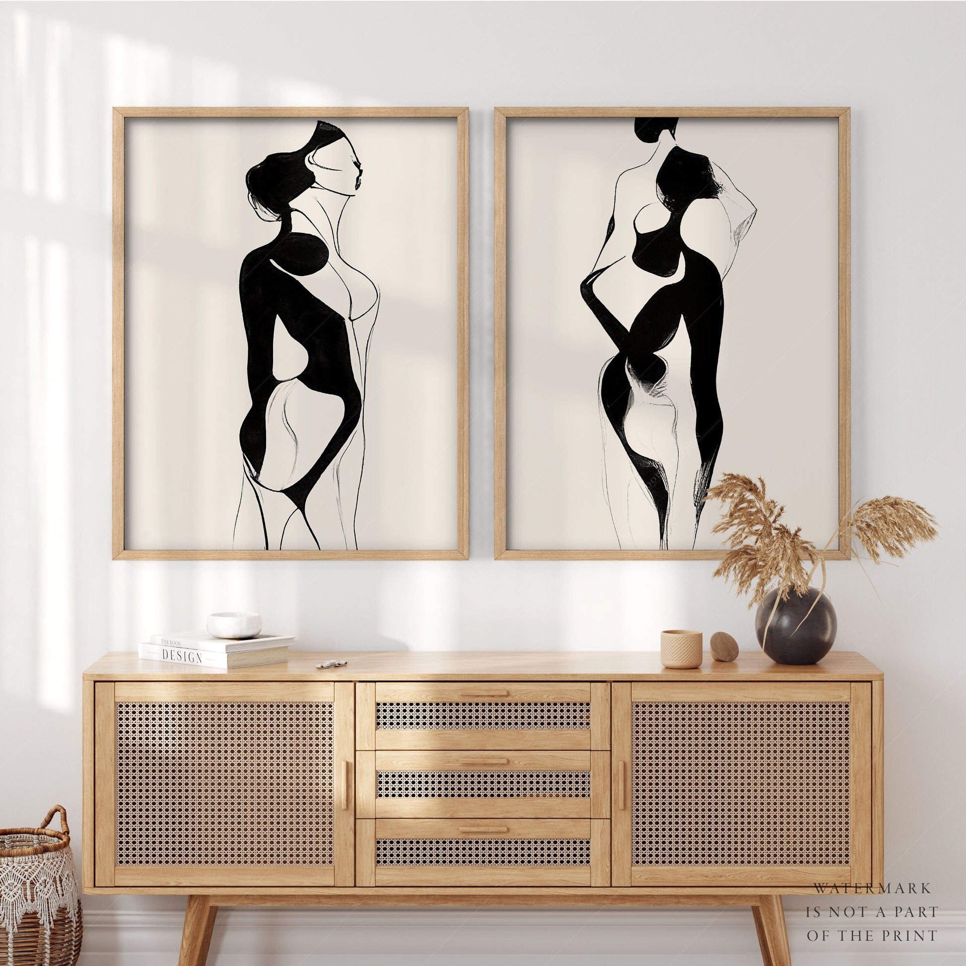 Home Poster Decor Set of 2 One Line Drawing, Female Body Wall Art, Set of 2 Print, Woman Body Minimalist, Black White, Modern Home Decor, Bedroom Wall Decor, Gift Idea