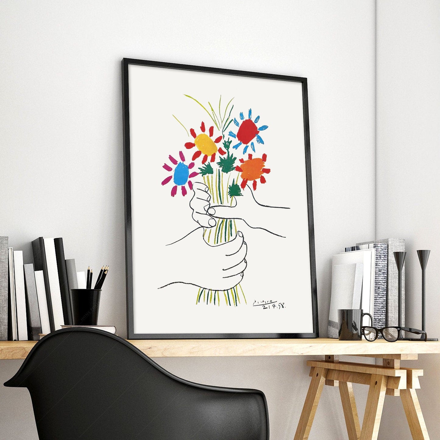 Home Poster Decor Single Pablo Picasso Home Decor, Museum Quality Prints,, Bouquet of Flowers