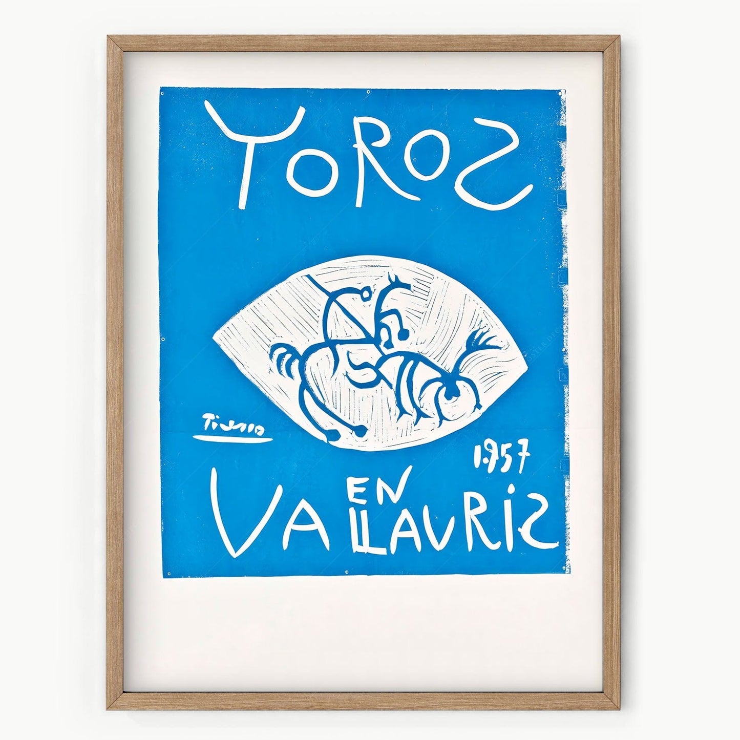 Home Poster Decor Single Pablo Picasso Home Decor, Museum Quality Prints, Toros en Vallauris, Linocut in blue