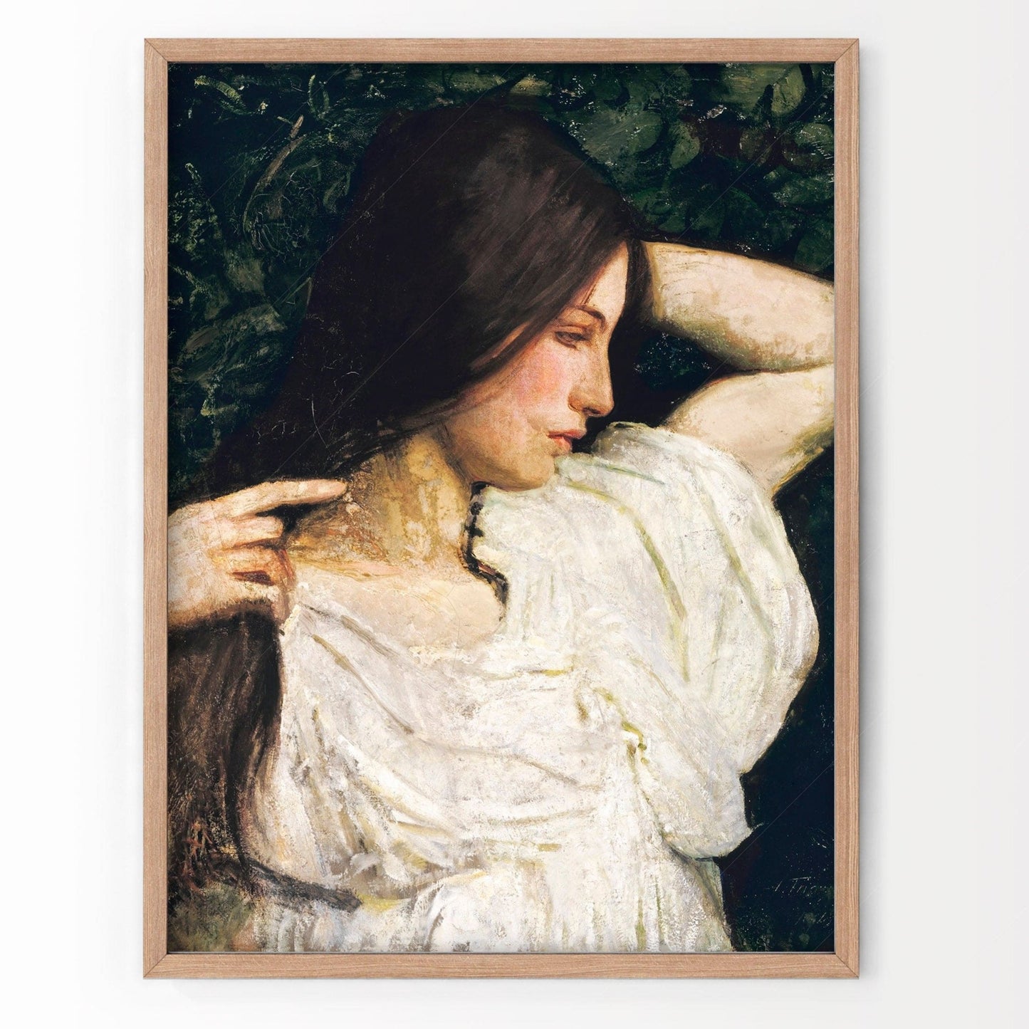 Home Poster Decor Single Portrait Painting Woman, Antique Poster, Female Figure, Farmhouse Decor, American artist, Abbott Handerson Thayer, 20th Century, Gift Idea