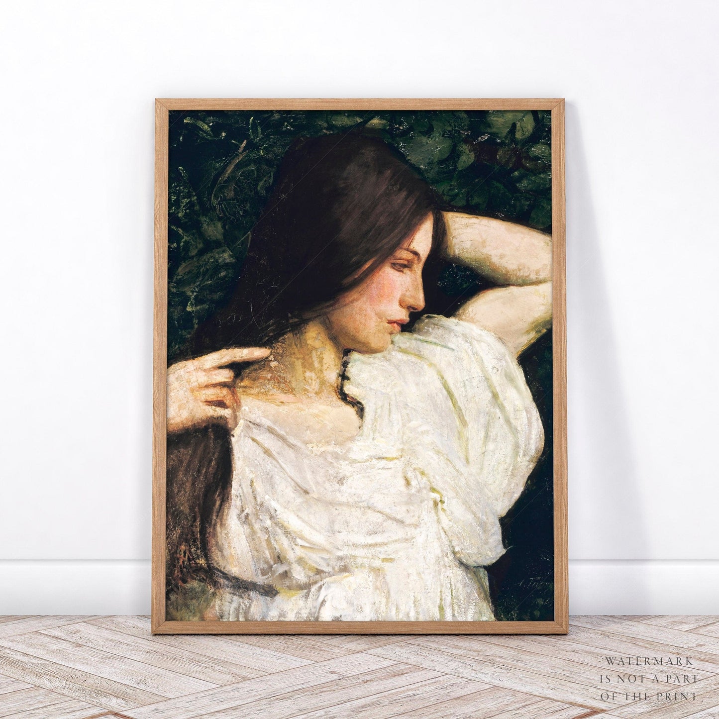 Home Poster Decor Single Portrait Painting Woman, Antique Poster, Female Figure, Farmhouse Decor, American artist, Abbott Handerson Thayer, 20th Century, Gift Idea