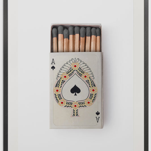 Playing cards print, Retro wall art, Matchbox photography, Ace of spades
