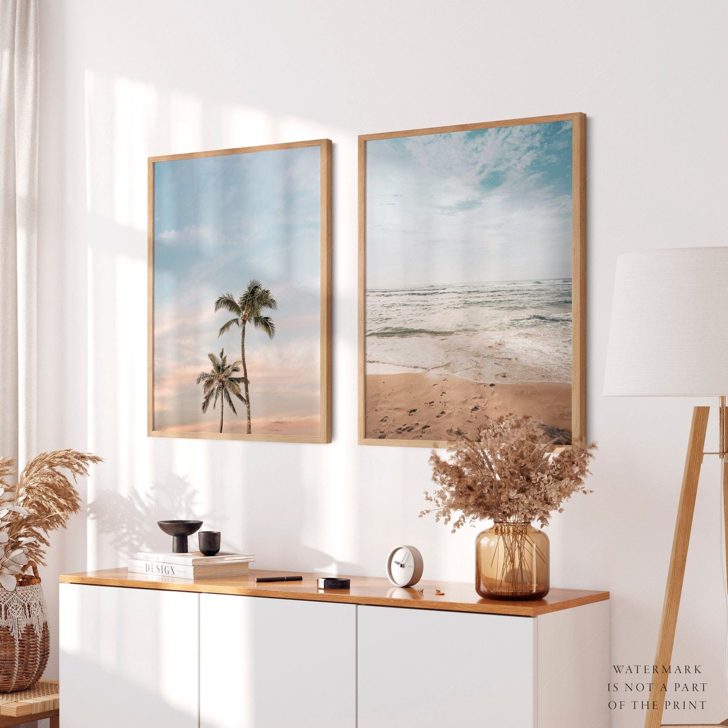 Home Poster Decor Set of 2 Set of 2 Beach print, Dine room decor, Sand print, Palm tree, Ocean print, Coastal beach, Boho wall decor, Landscape, Wave, up to 24x36"