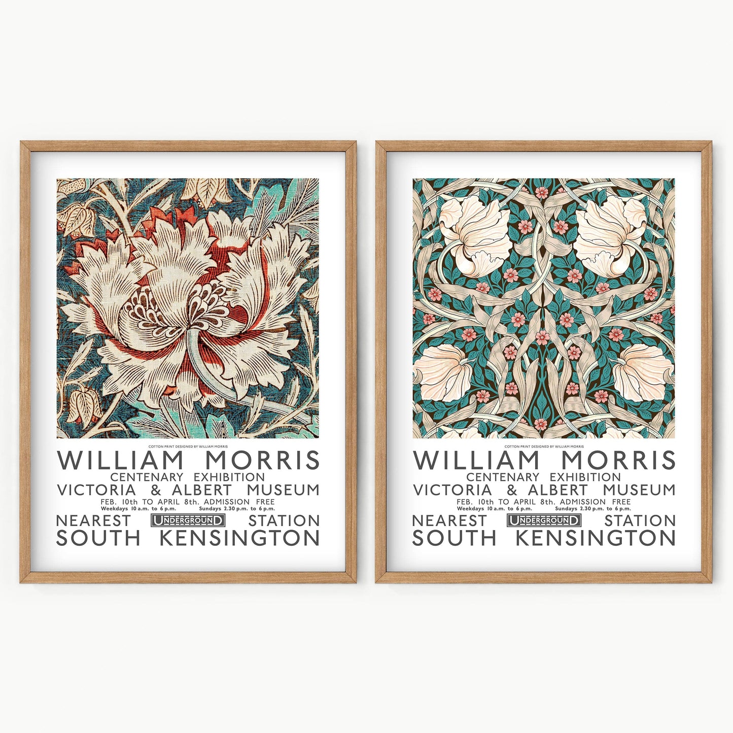 Home Poster Decor Set of 2 Set of 2 Prints, William Morris, Honeysuckle and Pimpernel, Bedroom Wall Art, Exhibition Poster