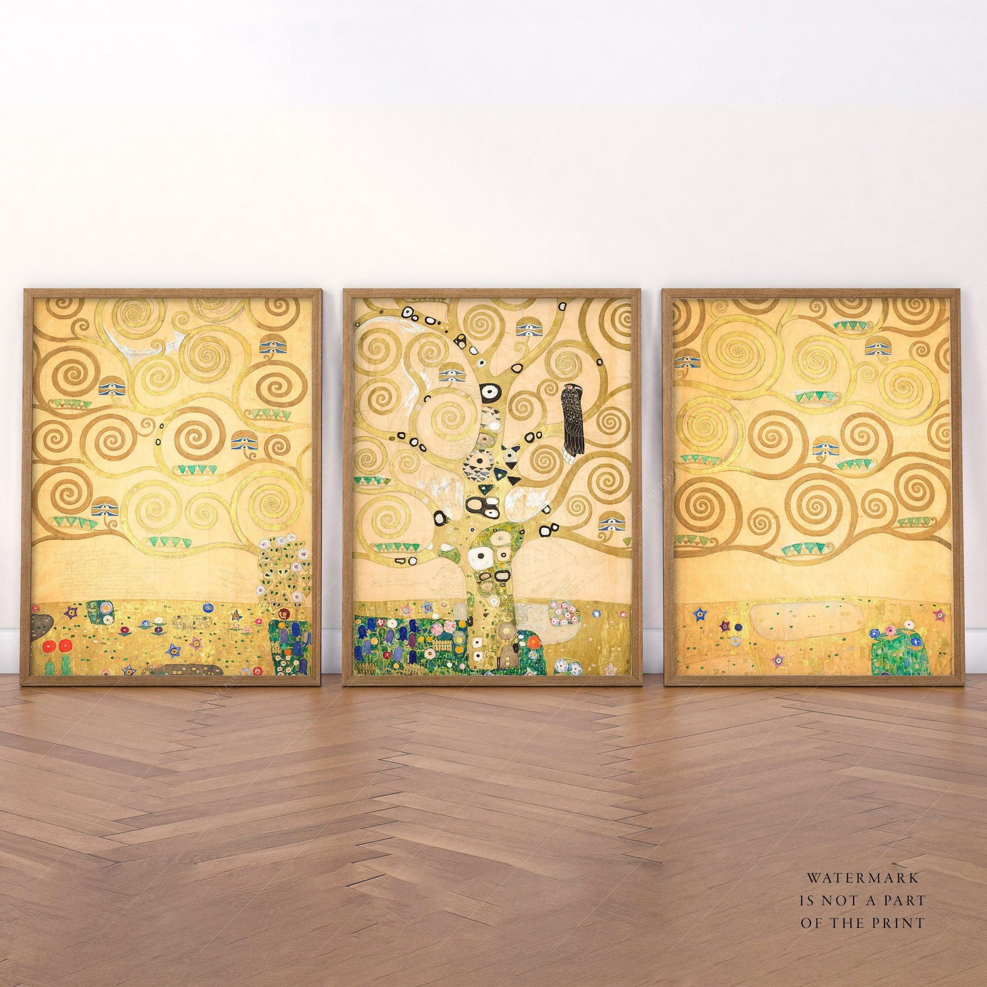 Home Poster Decor Single Set of 3 Gustav Klimt Posters - Klimt Garden, Lovers, and Tree