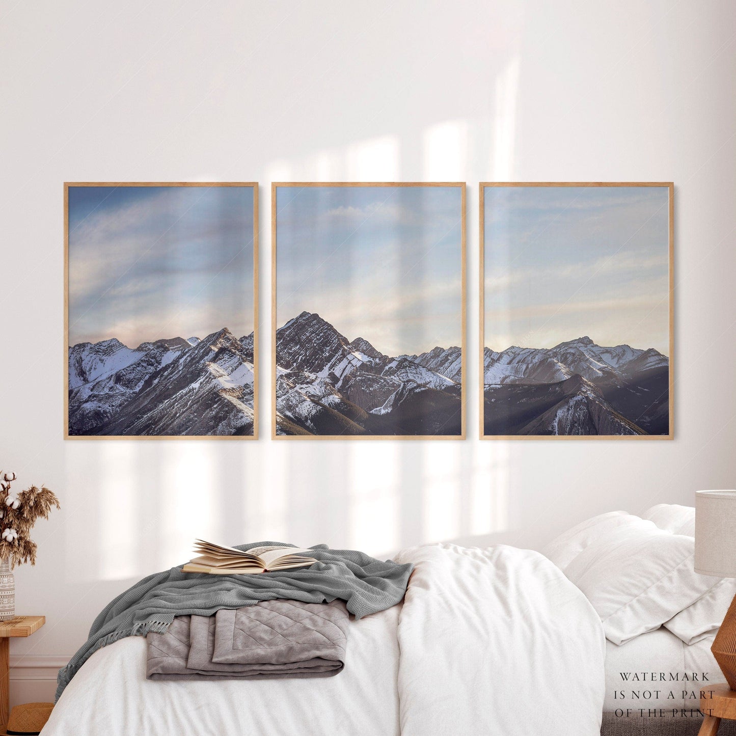 Home Poster Decor Set of 3 Mountain print, Mountain wall art, Above bed decor, Bedroom print, Nature set, Living room, Nordic landscape, Snow Forest, Iceland