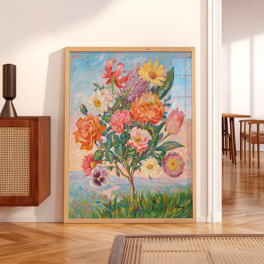 René Magritte La Préméditation wall art print displayed in a bright modern living room