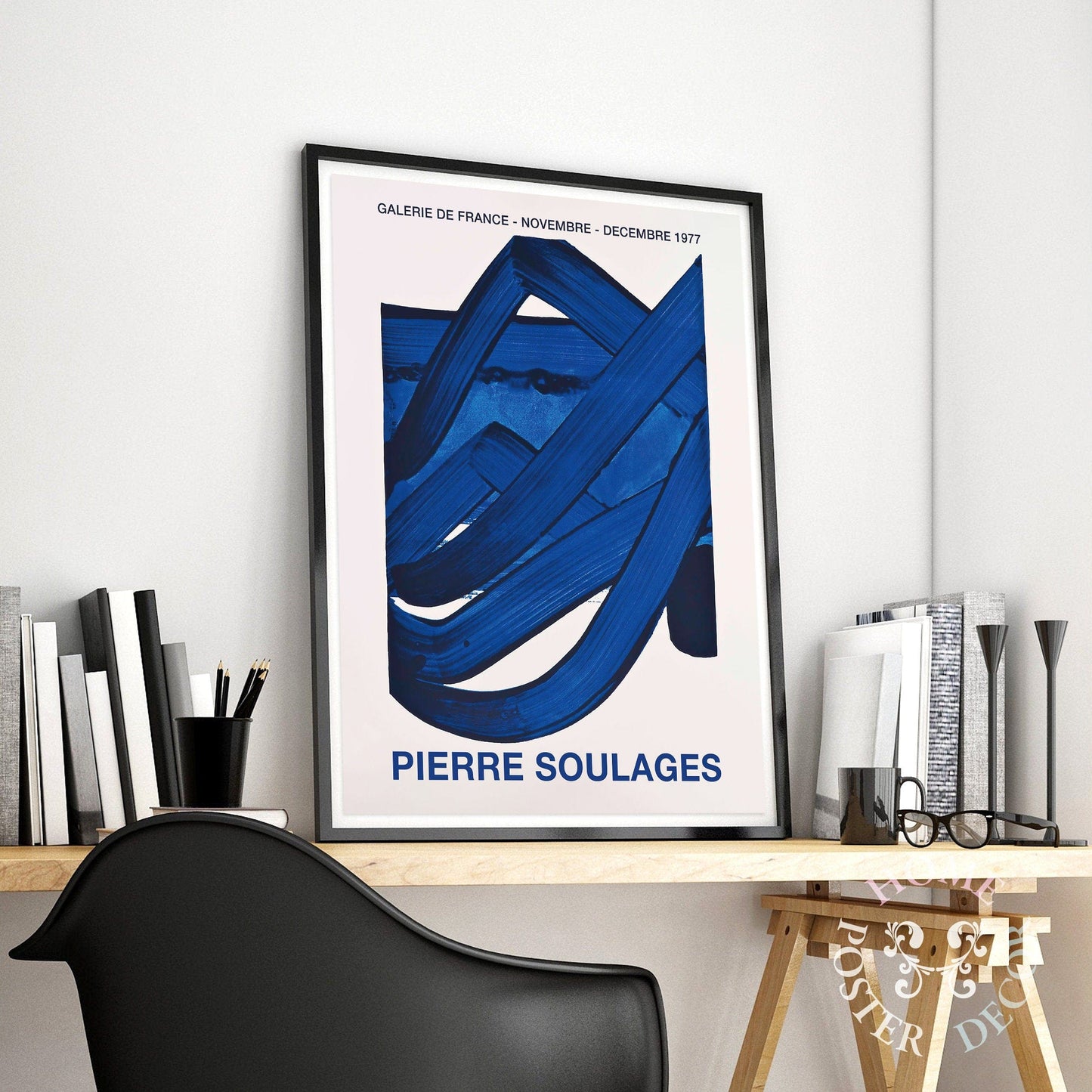 Home Poster Decor Single Soulages Print, Blue Wall Art, Modern Poster, Soulages Exhibition Poster, Pierre Soulages, Minimalist Print, Large Sizes Print, Gift Idea