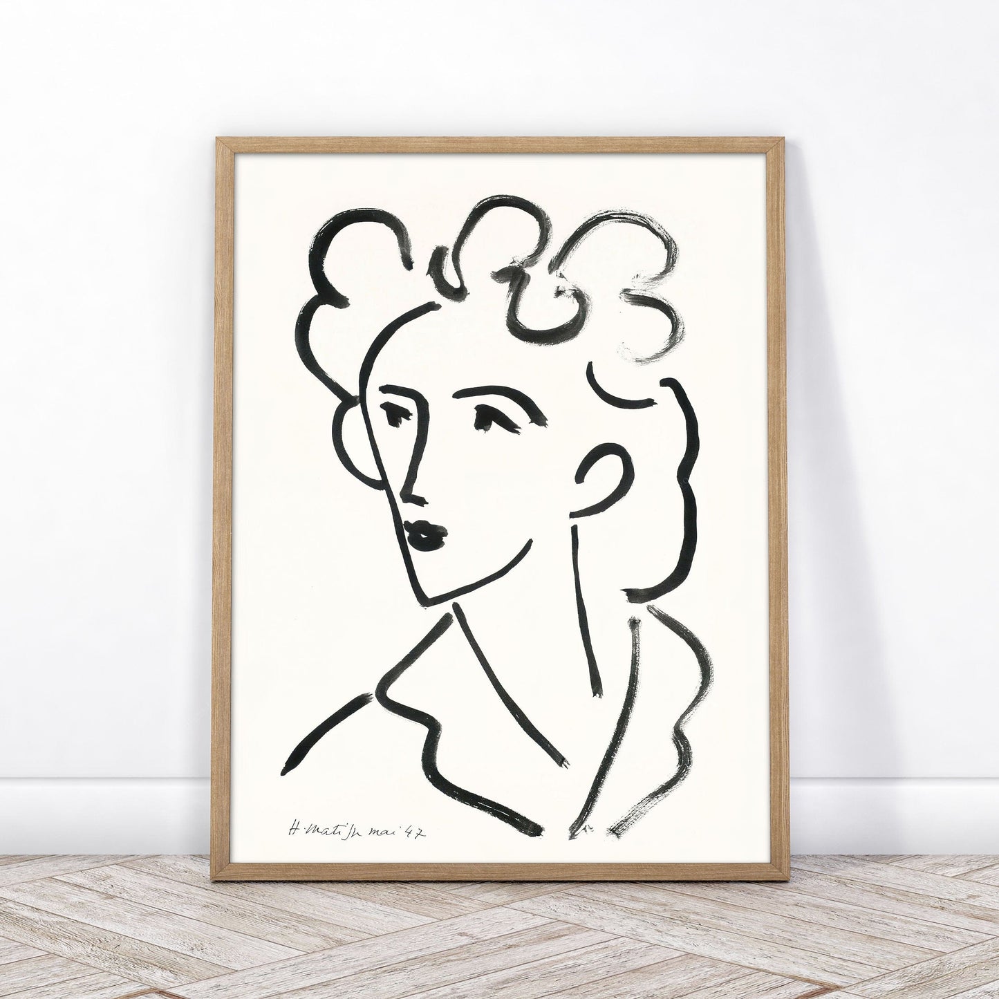 Home Poster Decor Tete, Marie Jose By Henri Matisse, Fine Art Print, Black and White Print