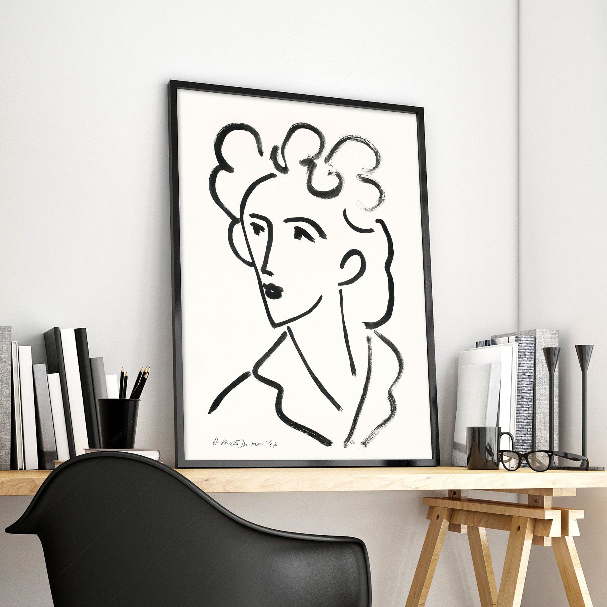 Home Poster Decor Tete, Marie Jose By Henri Matisse, Fine Art Print, Black and White Print