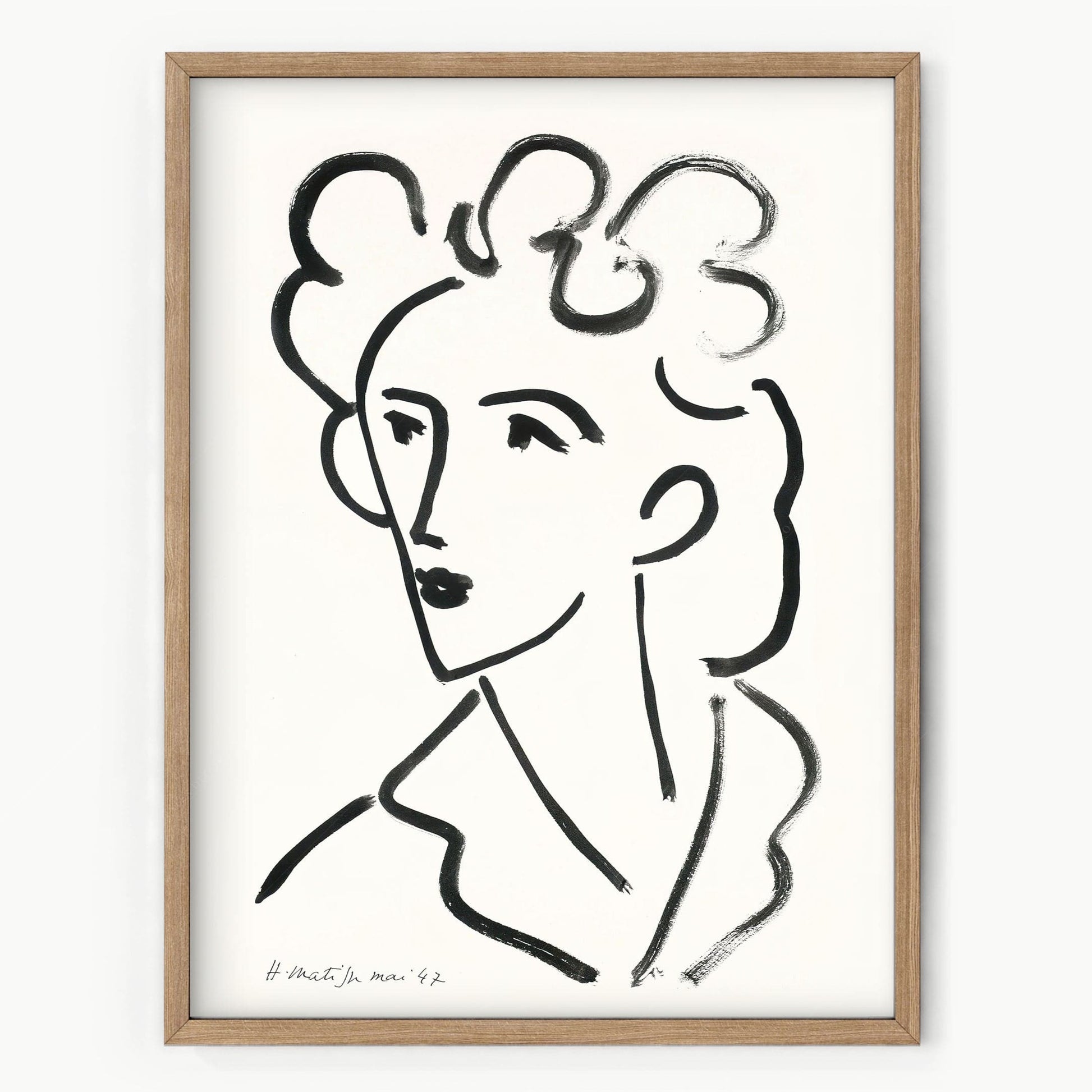 Home Poster Decor Tete, Marie Jose By Henri Matisse, Fine Art Print, Black and White Print