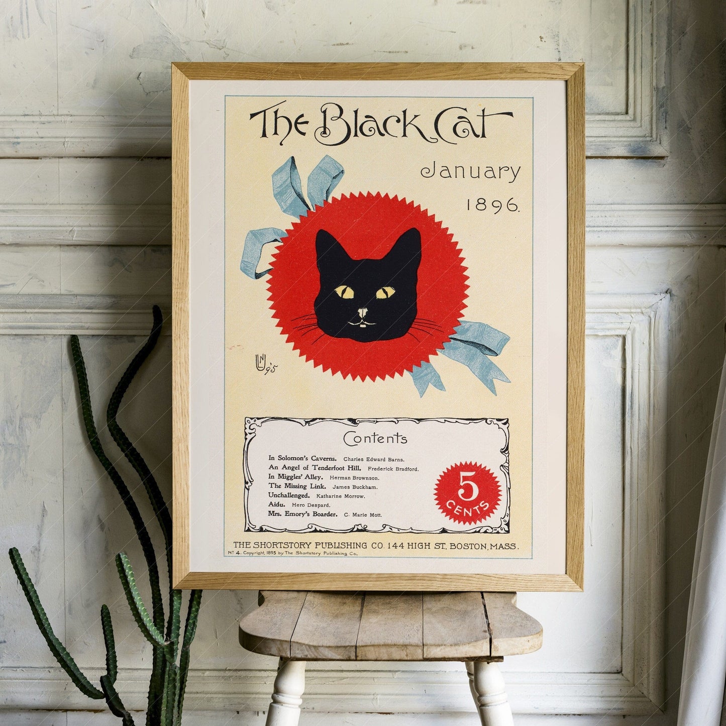 Home Poster Decor The Black Cat, Cat Lover Gift, Vintage Cat Wall Art, Cat Portrait, Animal Wall Art, Vintage Magazine, Le Chat Noir, Once Upon a Time, 1896
