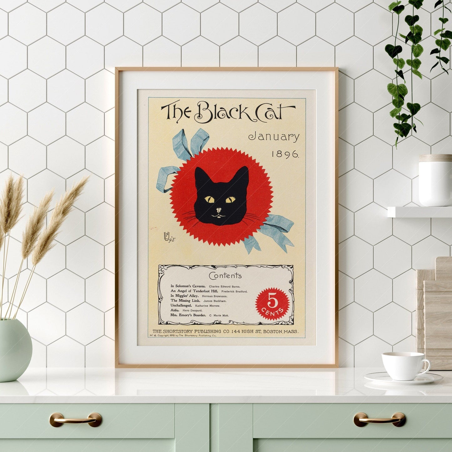 Home Poster Decor The Black Cat, Cat Lover Gift, Vintage Cat Wall Art, Cat Portrait, Animal Wall Art, Vintage Magazine, Le Chat Noir, Once Upon a Time, 1896