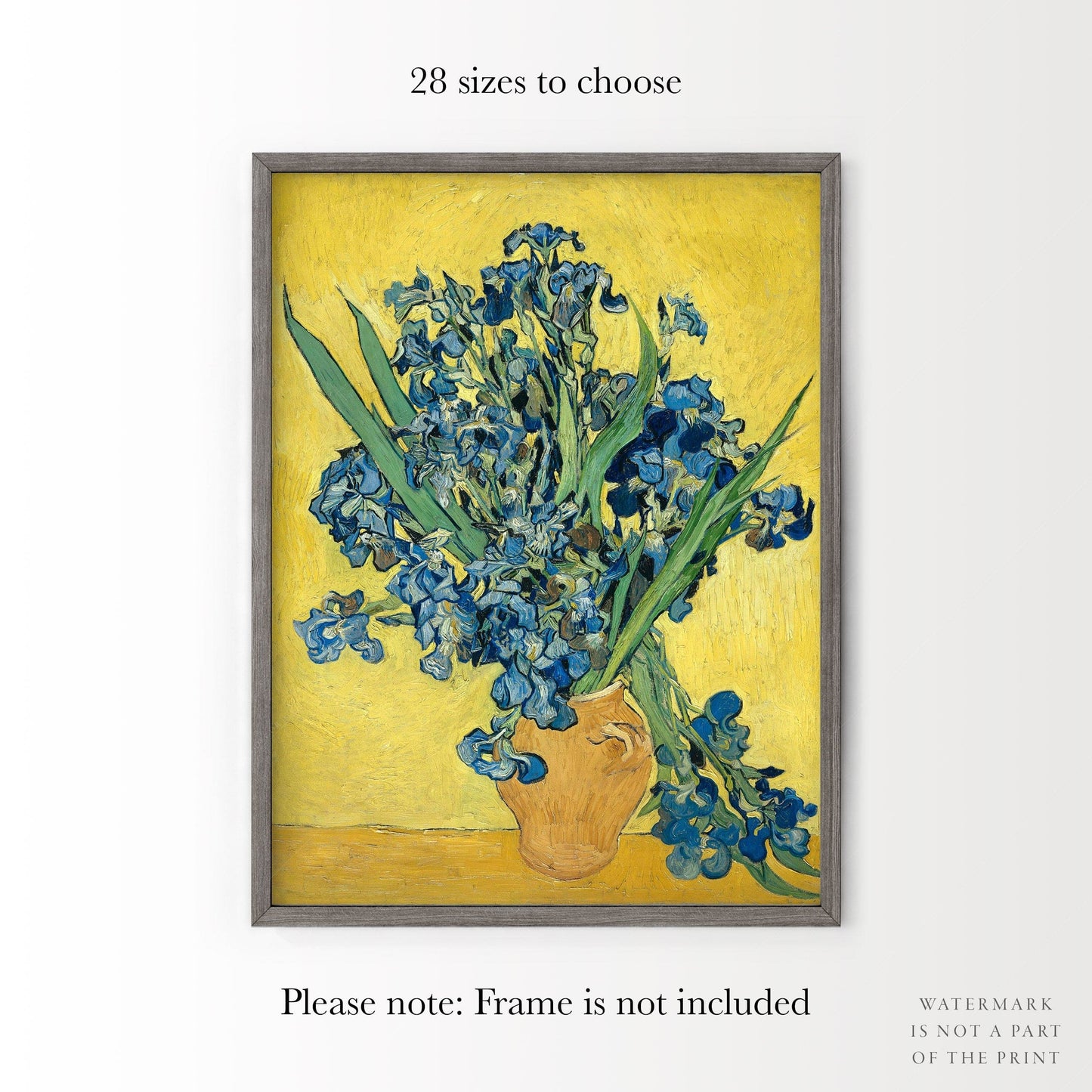 Home Poster Decor Single Van Gogh Irises, Irises in a Vase, Floral Wall Art, Van Gogh Flowers
